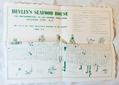 Devlin's Seafood House Placemat Boardwalk Atlantic City NJ 1966 - TulipStuff