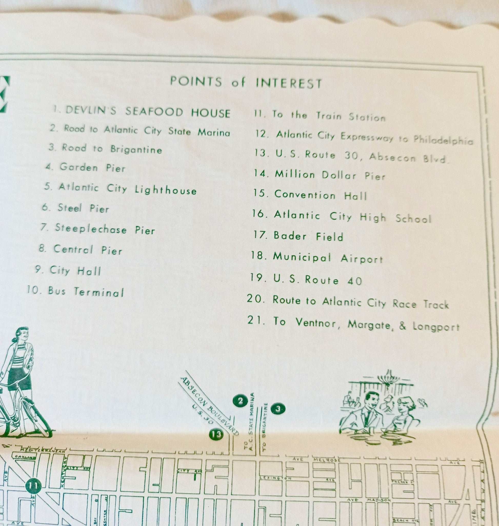 Devlin's Seafood House Placemat Boardwalk Atlantic City NJ 1966 - TulipStuff