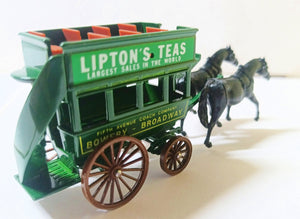 Lledo DG4 Lipton Teas Horse-Drawn Omnibus Bowery to Broadway Green - TulipStuff