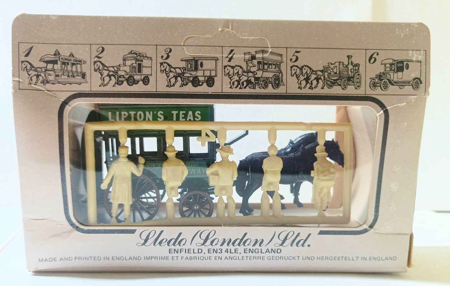 Lledo DG4 Lipton Teas Horse-Drawn Omnibus Bowery to Broadway Green - TulipStuff