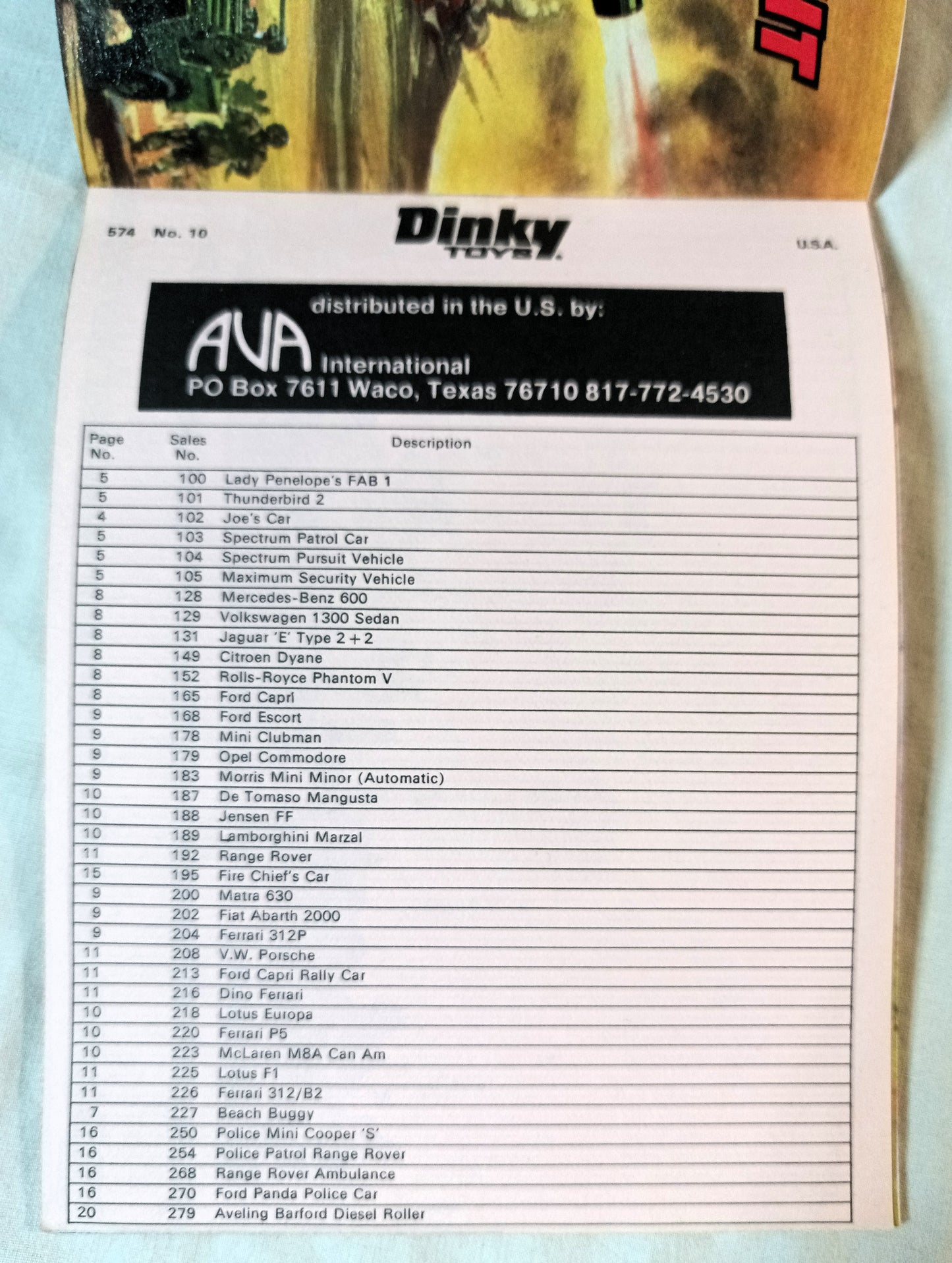 Dinky Toys No. 10 U.S.A. Diecast Toy Catalog 1974 Meccano - TulipStuff