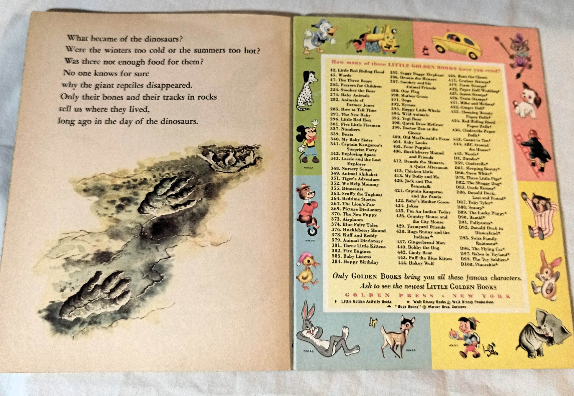 Dinosaurs Little Golden Book Jane Werner Watson Hardcover 1959 - TulipStuff