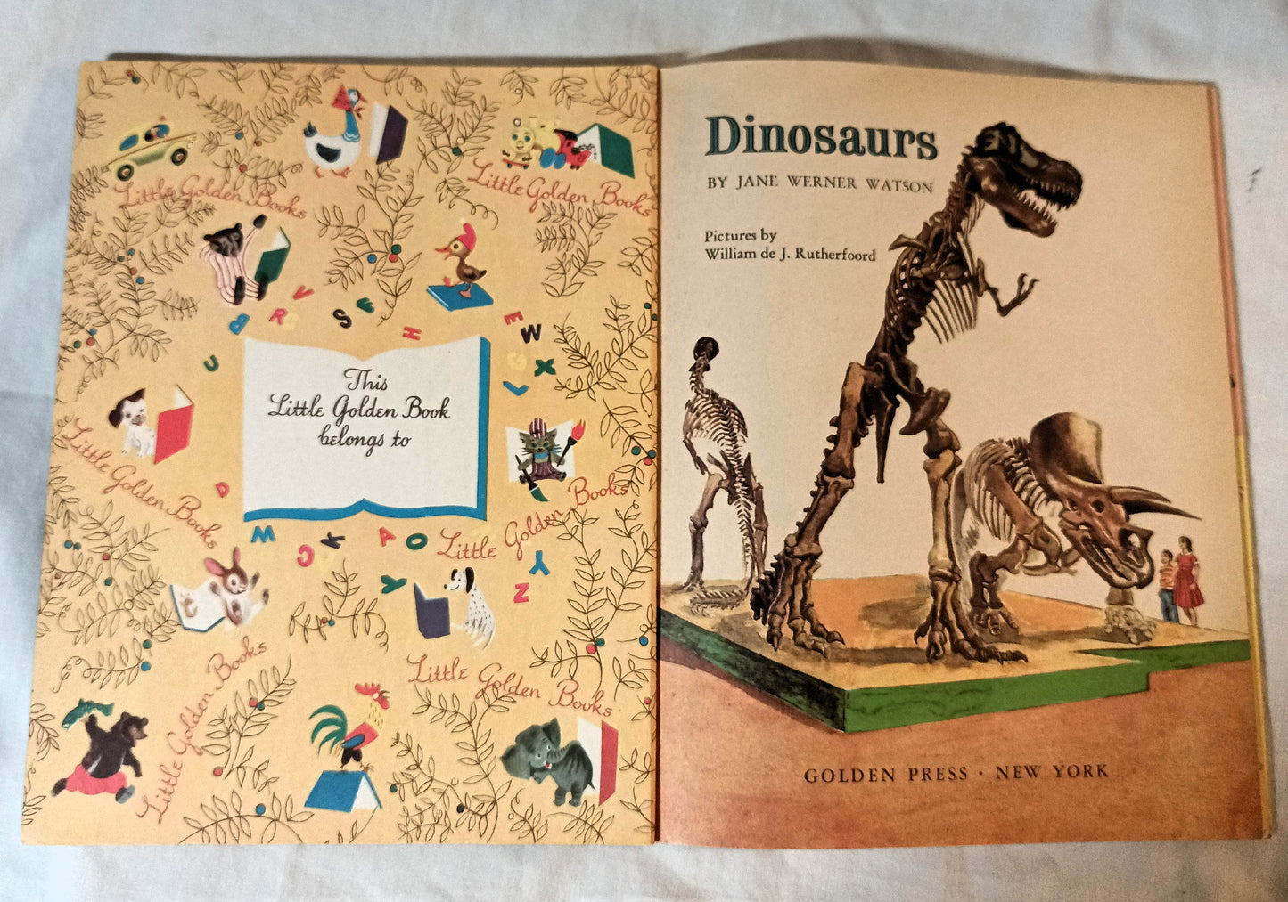 Dinosaurs Little Golden Book Jane Werner Watson Hardcover 1959 - TulipStuff