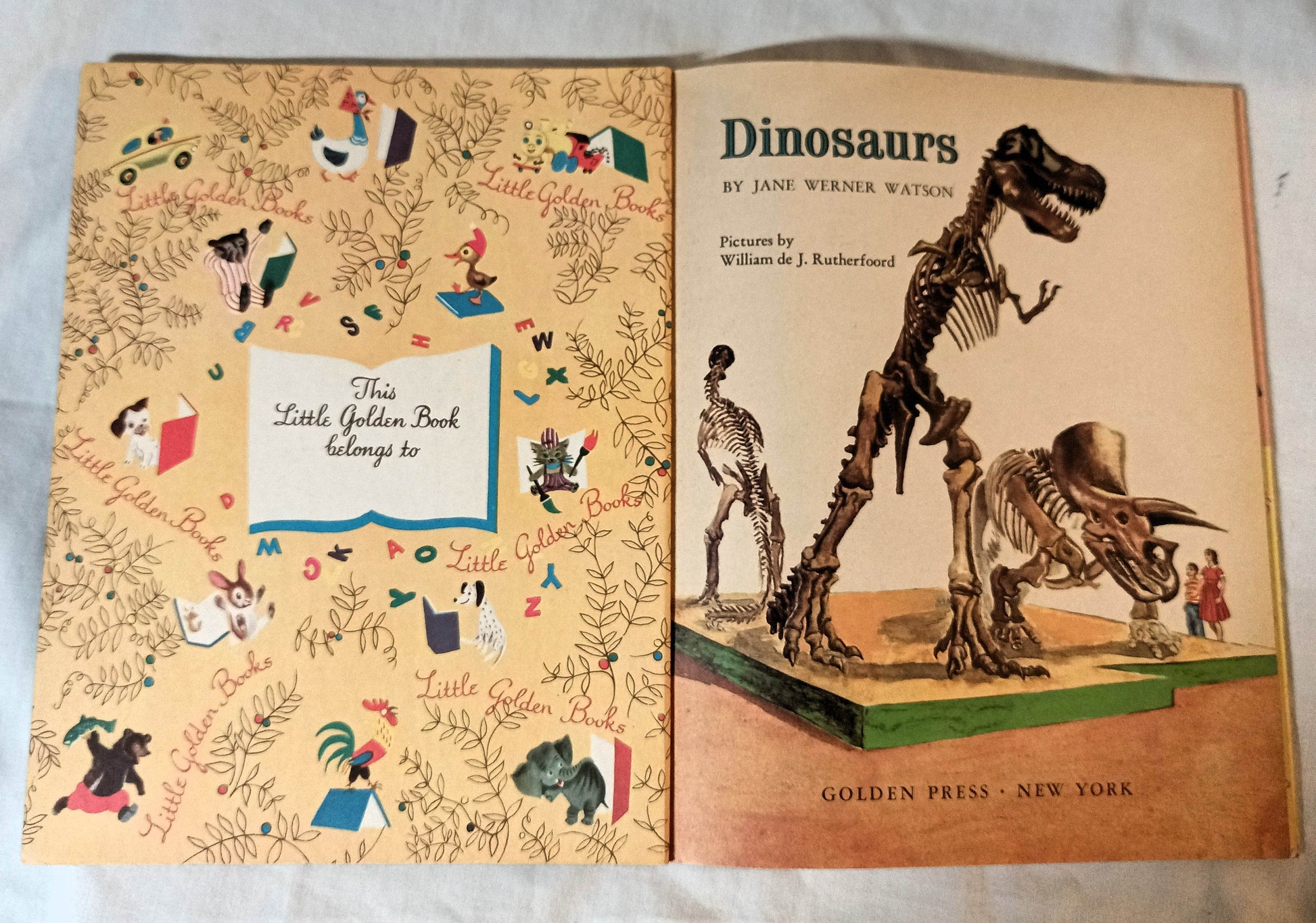 Dinosaurs Little Golden Book Jane Werner Watson Hardcover 1959 - TulipStuff