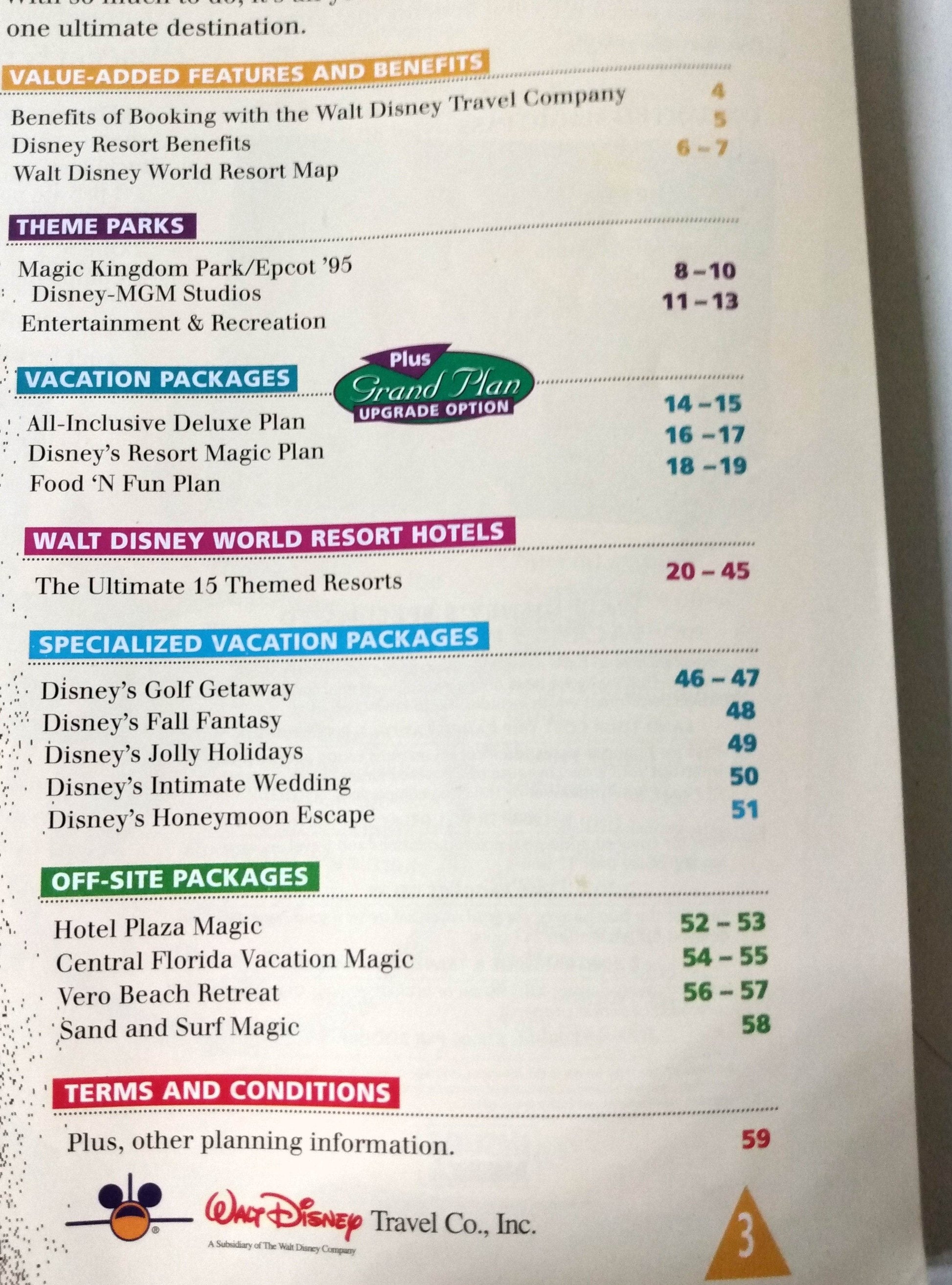 Walt Disney World Vacations 1995 Resorts Hotels Theme Parks Brochure - TulipStuff
