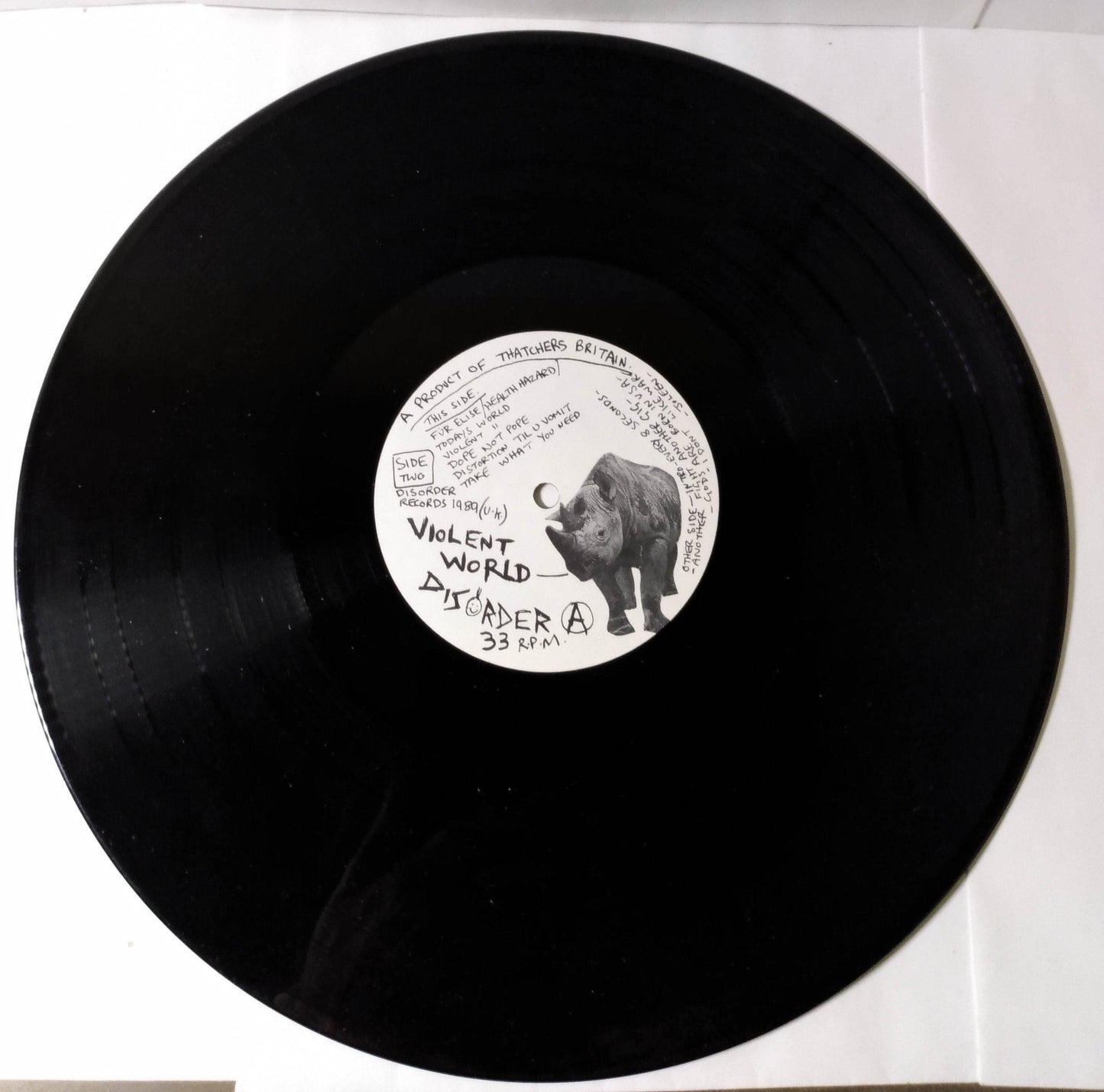 Disorder Violent World UK Political Punk Vinyl LP AARGH 4 1989 - TulipStuff