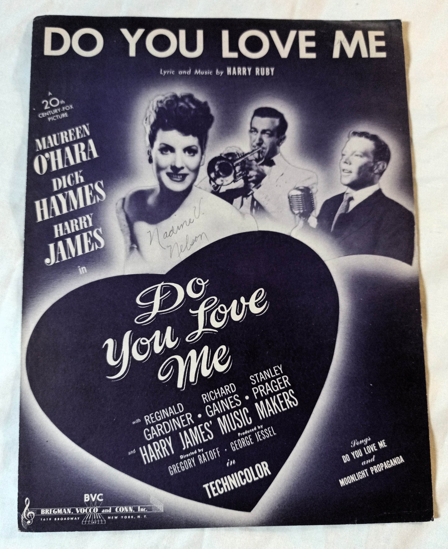 Do You Love Me Harry James Maureen O'Hara Harry Ruby Sheet Music 1946 - TulipStuff