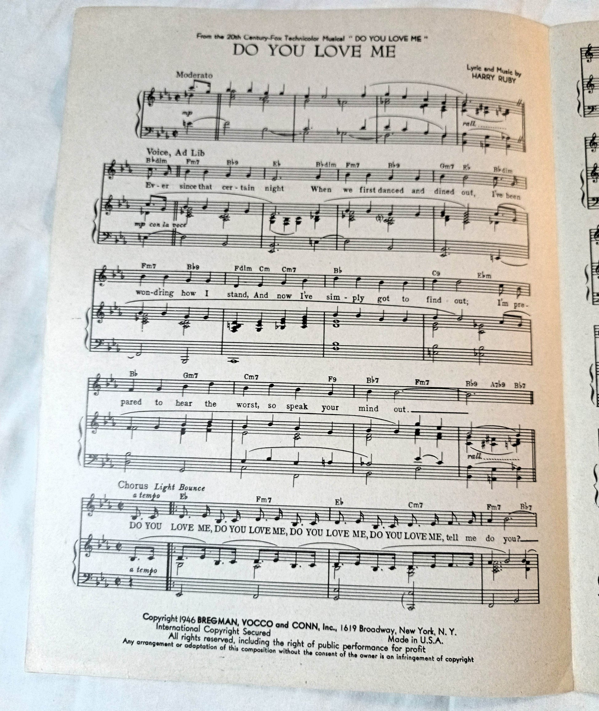 Do You Love Me Harry James Maureen O'Hara Harry Ruby Sheet Music 1946 - TulipStuff