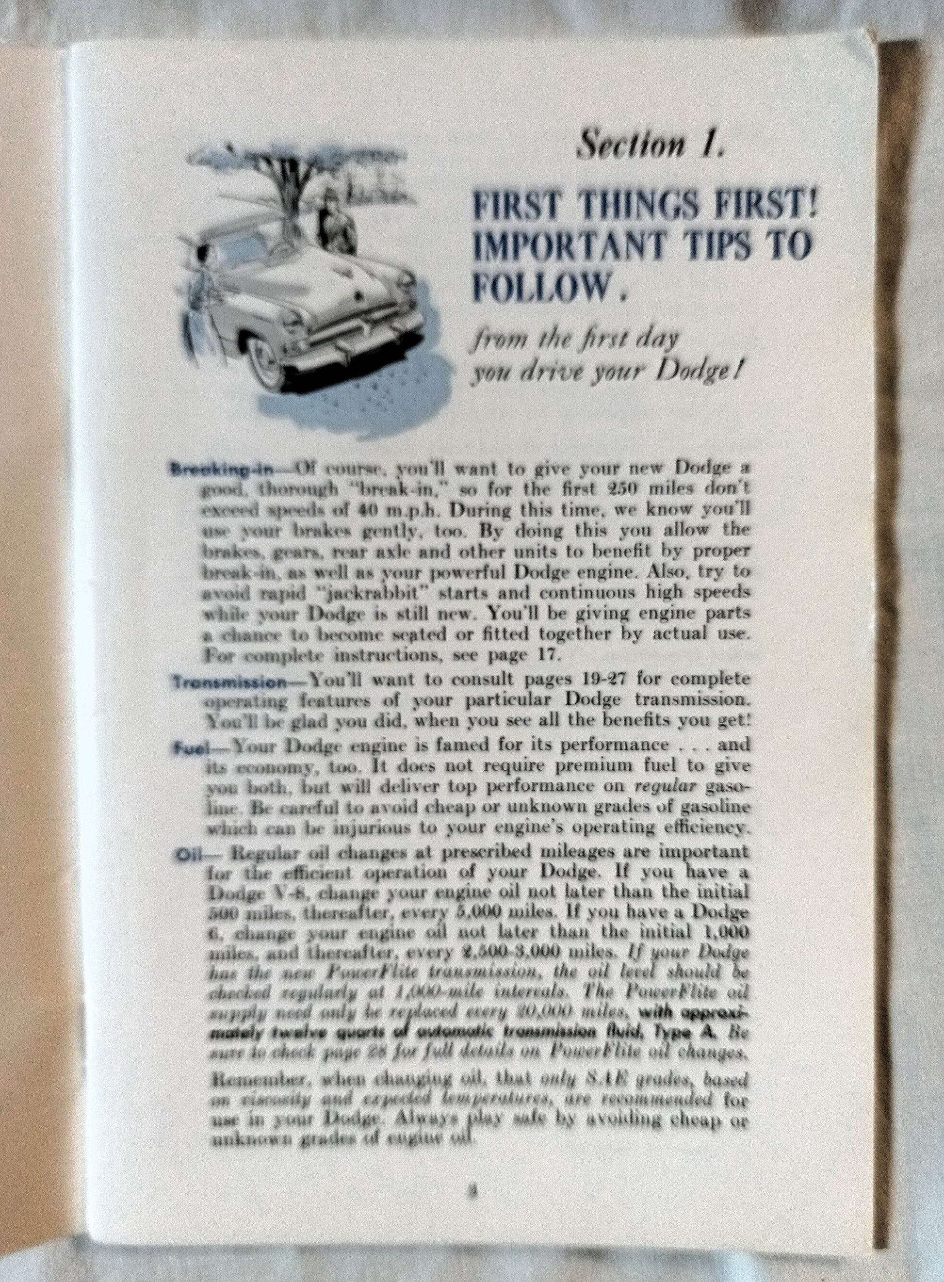 1954 Dodge Royal V-8 Coronet V8/V6 Owner's Manual User Guide - TulipStuff