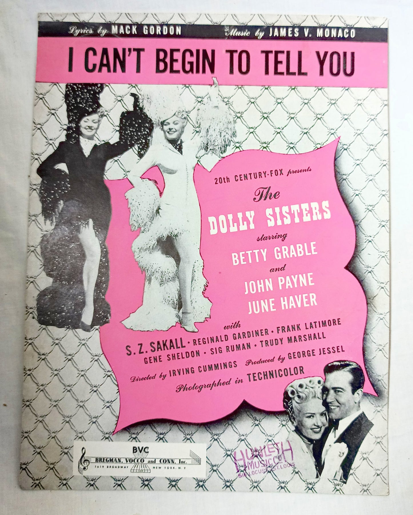 I Can't Begin To Tell You The Dolly Sisters Betty Grable Sheet Music 1945 - TulipStuff