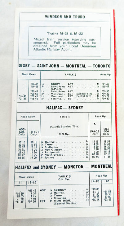 Dominion Atlantic Railway Fast Evangeline Dayliner 1968 Schedule - TlipStuff