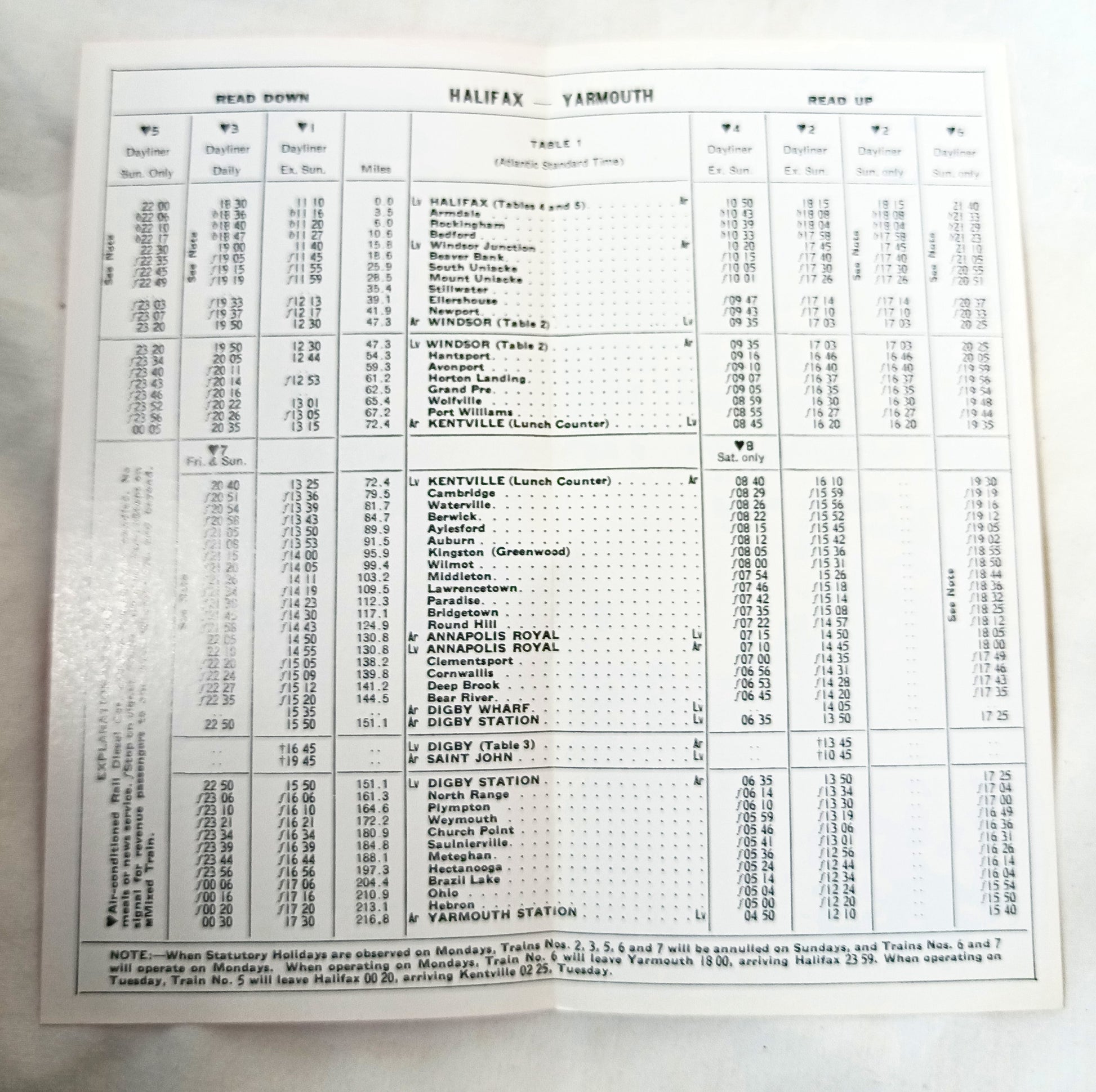 Dominion Atlantic Railway Fast Evangeline Dayliner 1968 Schedule - TlipStuff