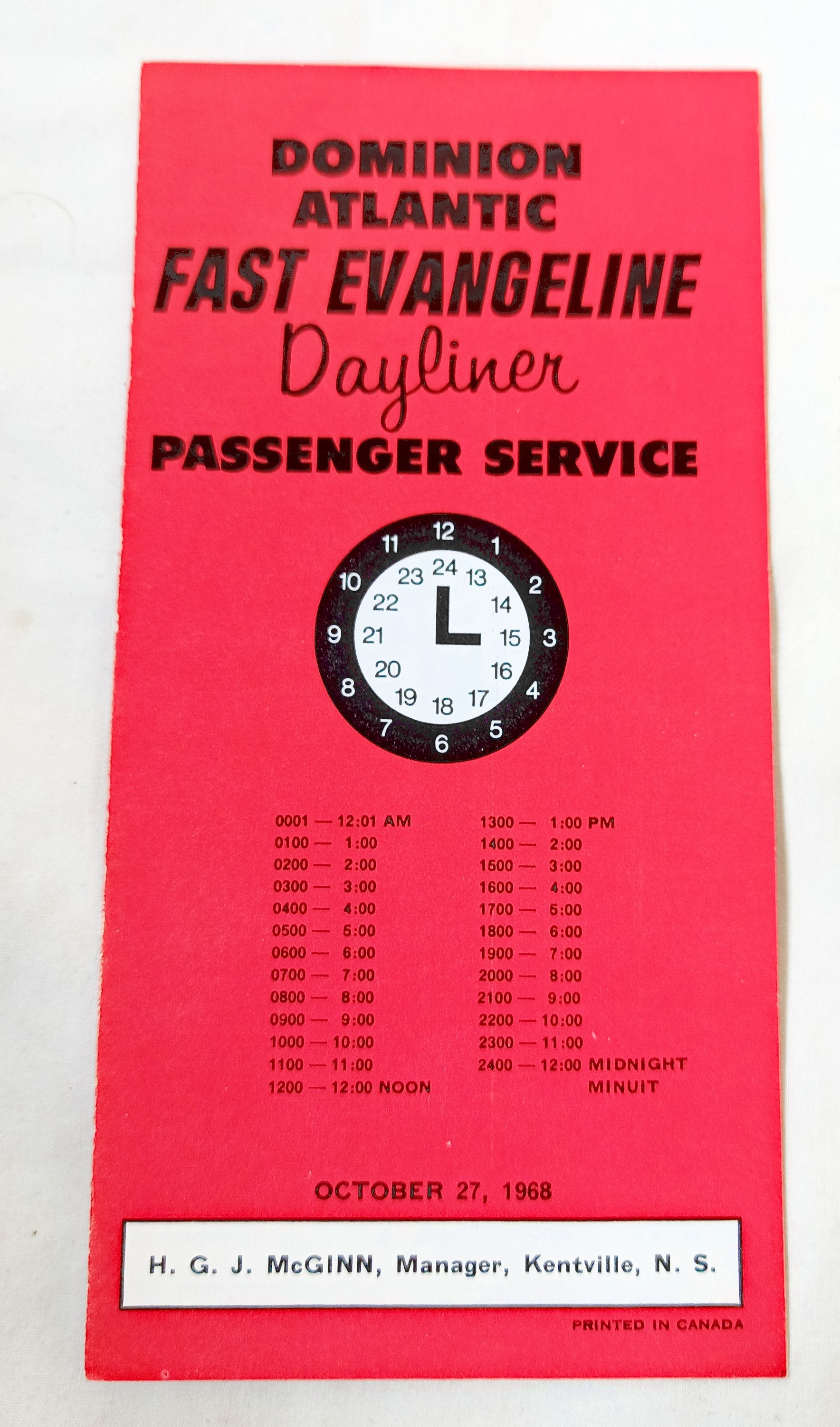 Dominion Atlantic Railway Fast Evangeline Dayliner 1968 Schedule - TlipStuff