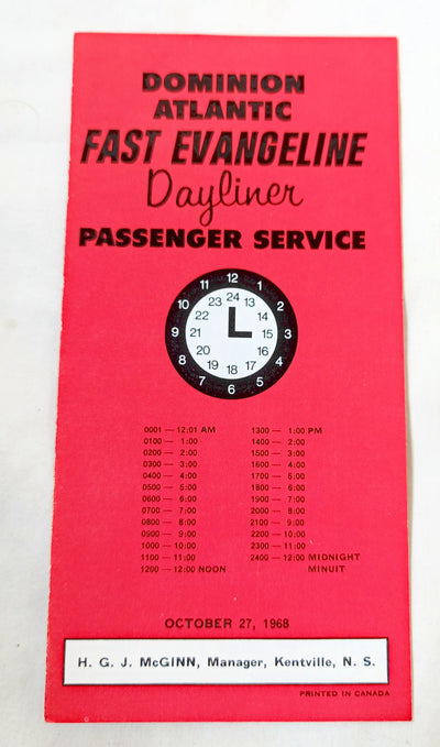 Dominion Atlantic Railway Fast Evangeline Dayliner 1968 Schedule - TlipStuff