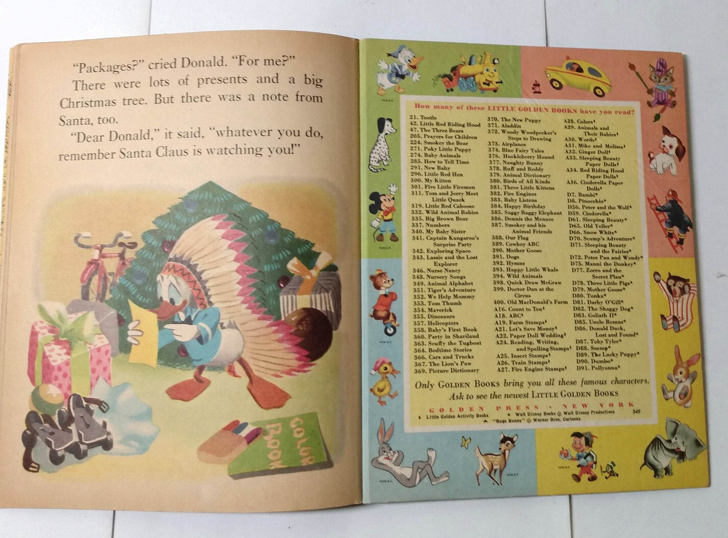 Walt Disney's Donald Duck And Santa Claus Mickey Mouse Club Book 1952 - TulipStuff
