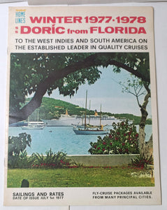 Home Lines ss Doric Winter 1977-78 Florida West Indies Cruise Brochure - TulipStuff