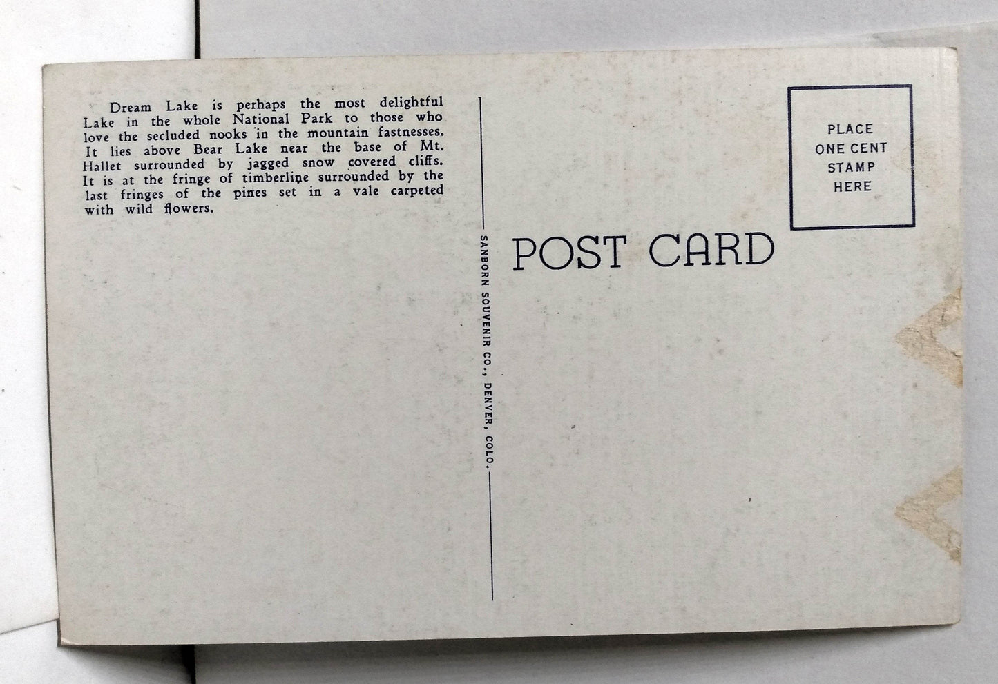 Dream Lake Estes Park Rocky Mountain Natl Park Colorado 1920's - TulipStuff