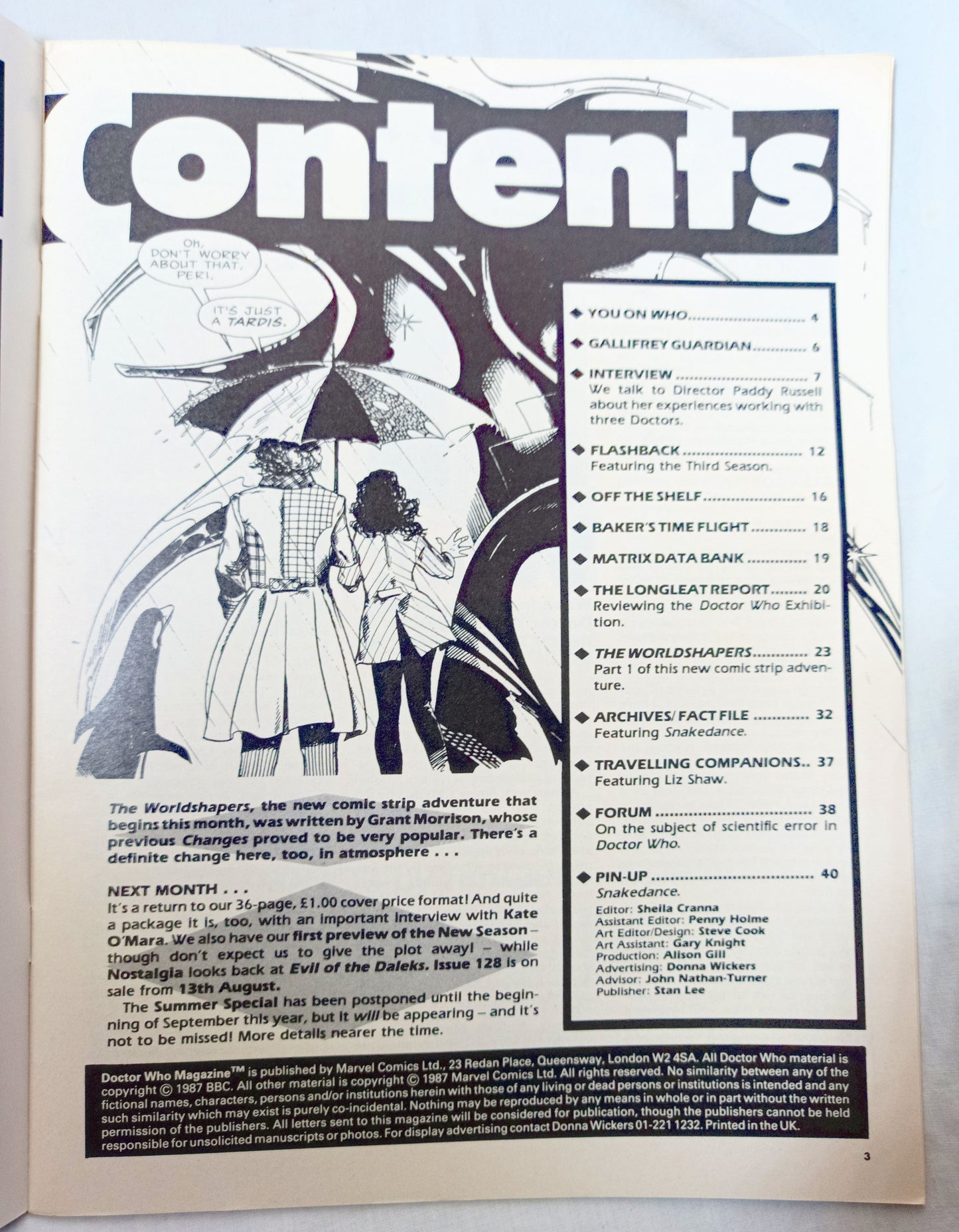 Doctor Who Magazine #127 Aug 1987 Paddy Russell Longleat Worldshapers - TulipStuff