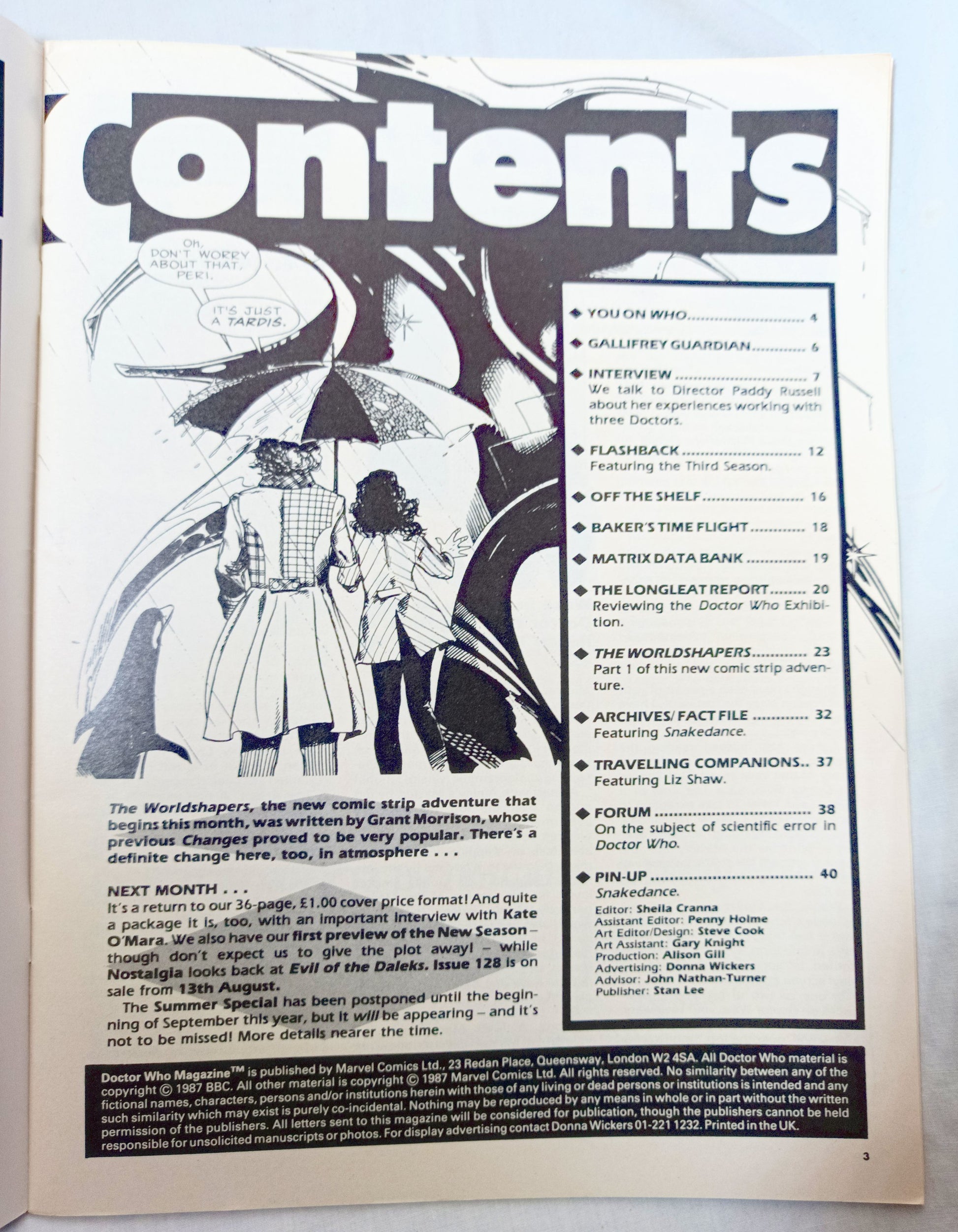 Doctor Who Magazine #127 Aug 1987 Paddy Russell Longleat Worldshapers - TulipStuff