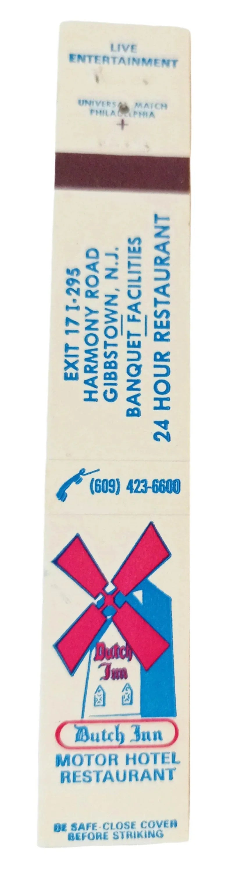 Dutch Inn Motor Hotel Restaurant Gibbstown NJ Matchbook Cover 1980's ...