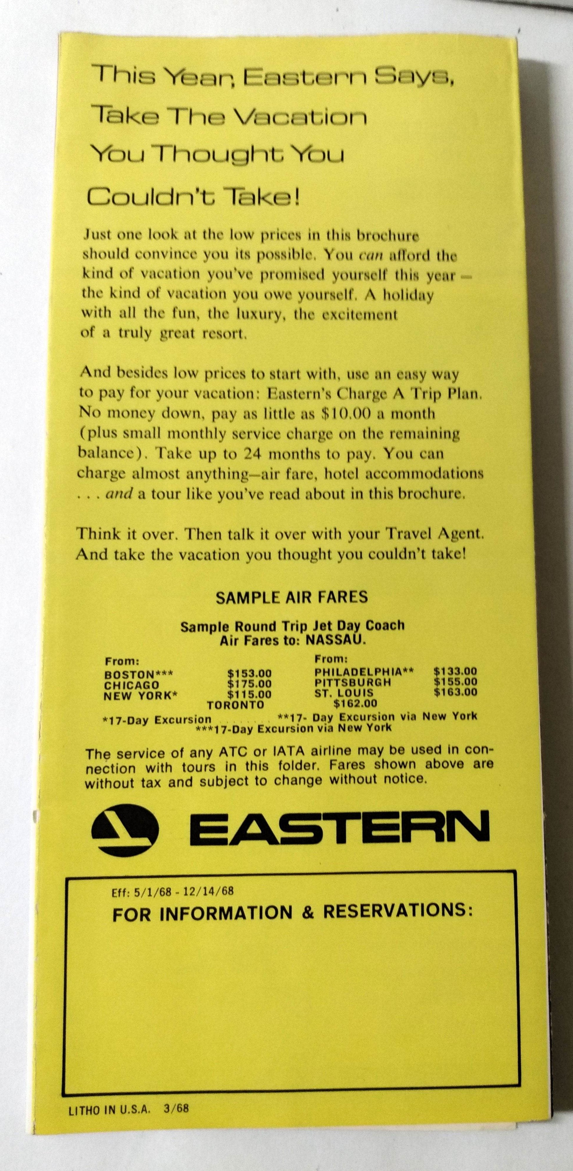 Eastern Airlines Bahamas Enchantment Vacation Packages Brochure 1968 - TulipStuff