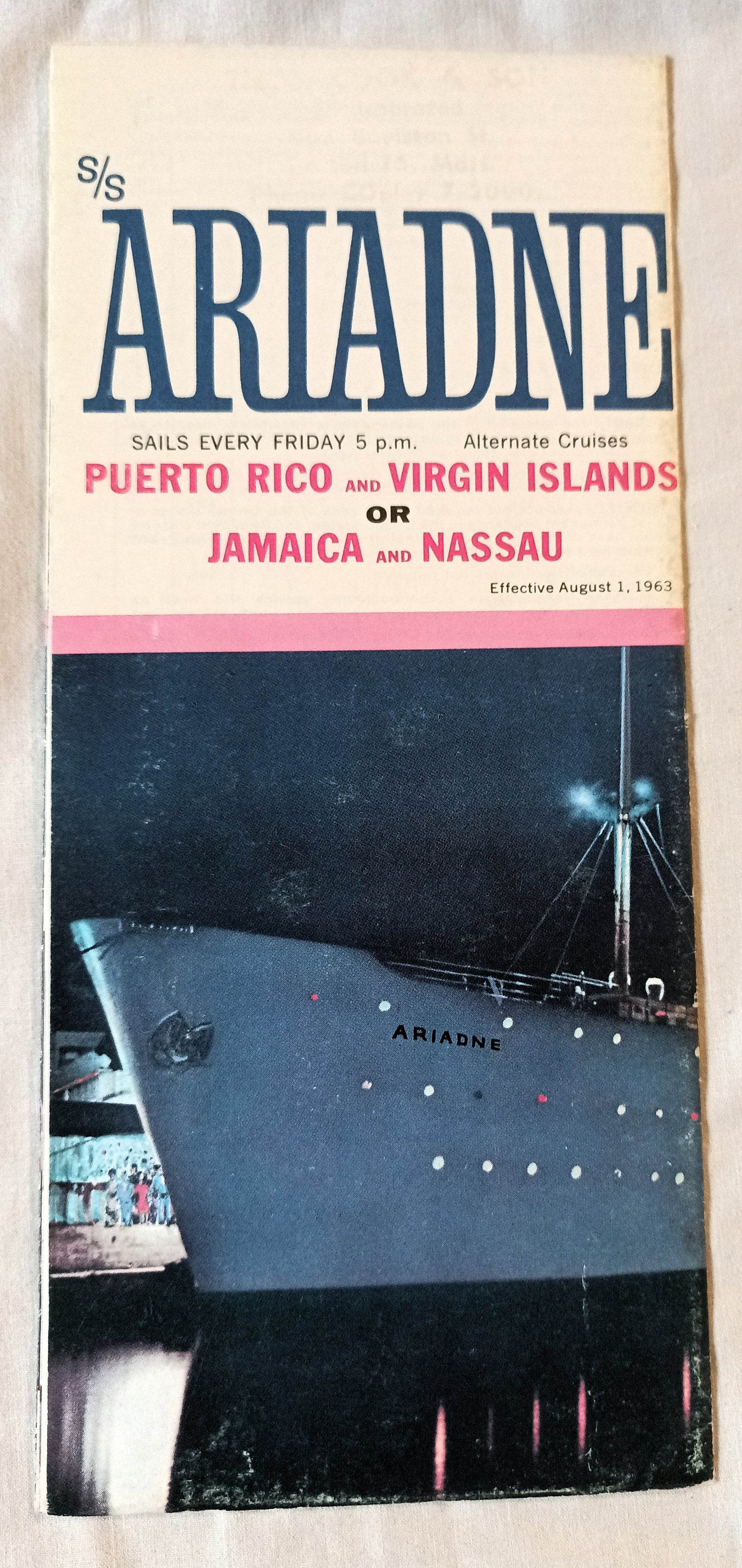 Eastern Steamship Lines ss Ariadne Caribbean Cruises Brochure 1963 - TulipStuff