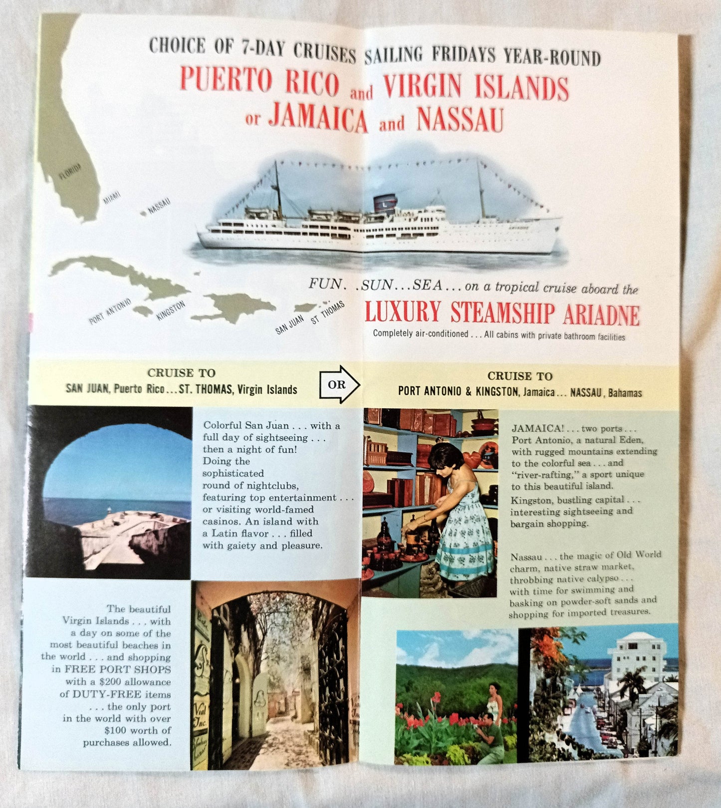 Eastern Steamship Lines ss Ariadne Caribbean Cruises Brochure 1963 - TulipStuff