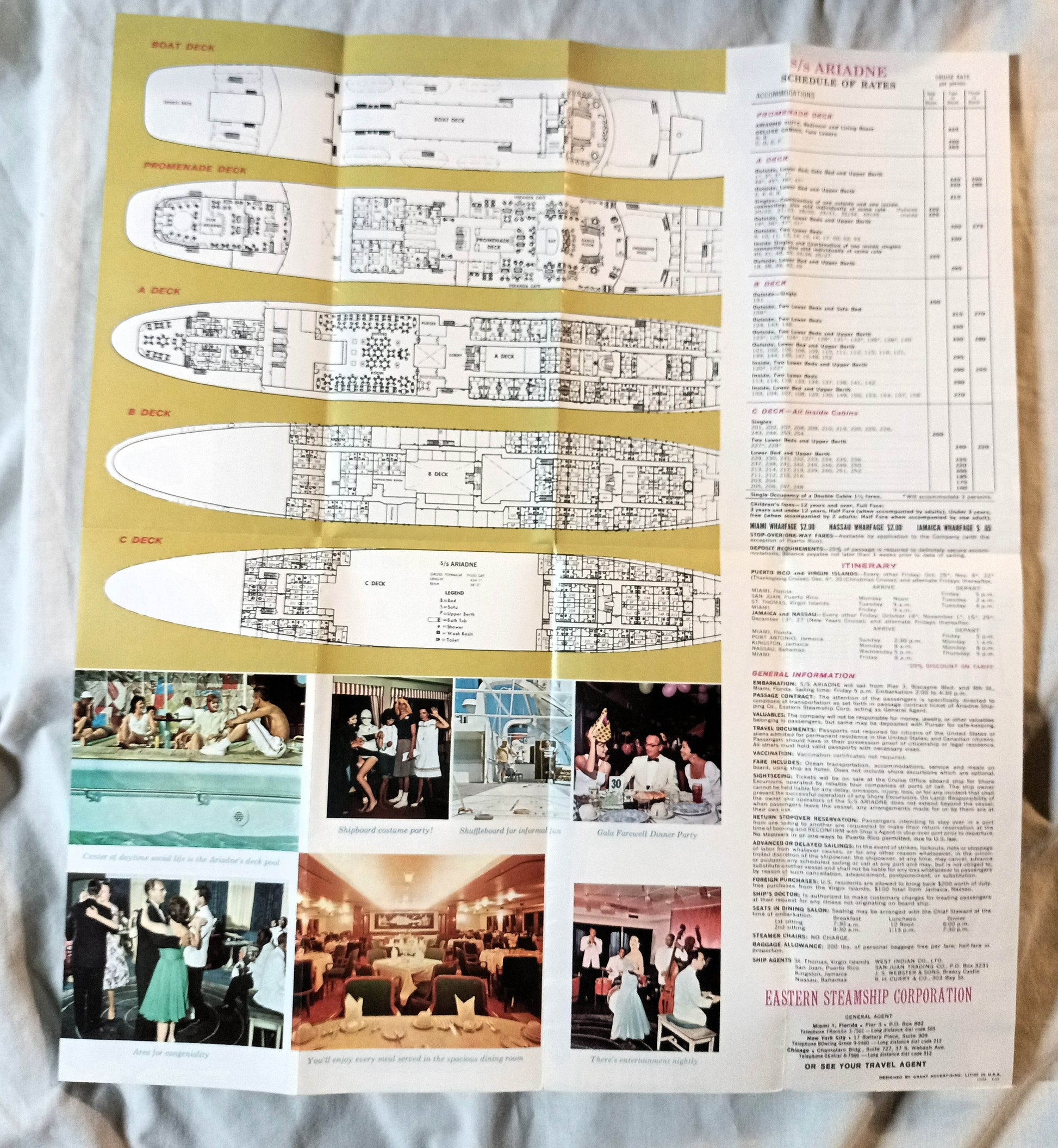 Eastern Steamship Lines ss Ariadne Caribbean Cruises Brochure 1963 - TulipStuff