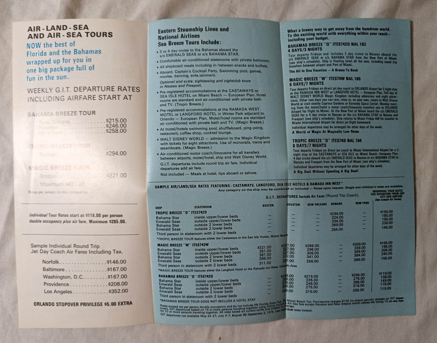 Eastern Steamship Lines ss Emerald Seas ss Bahama Star Brochure 1974 - TulipStuff