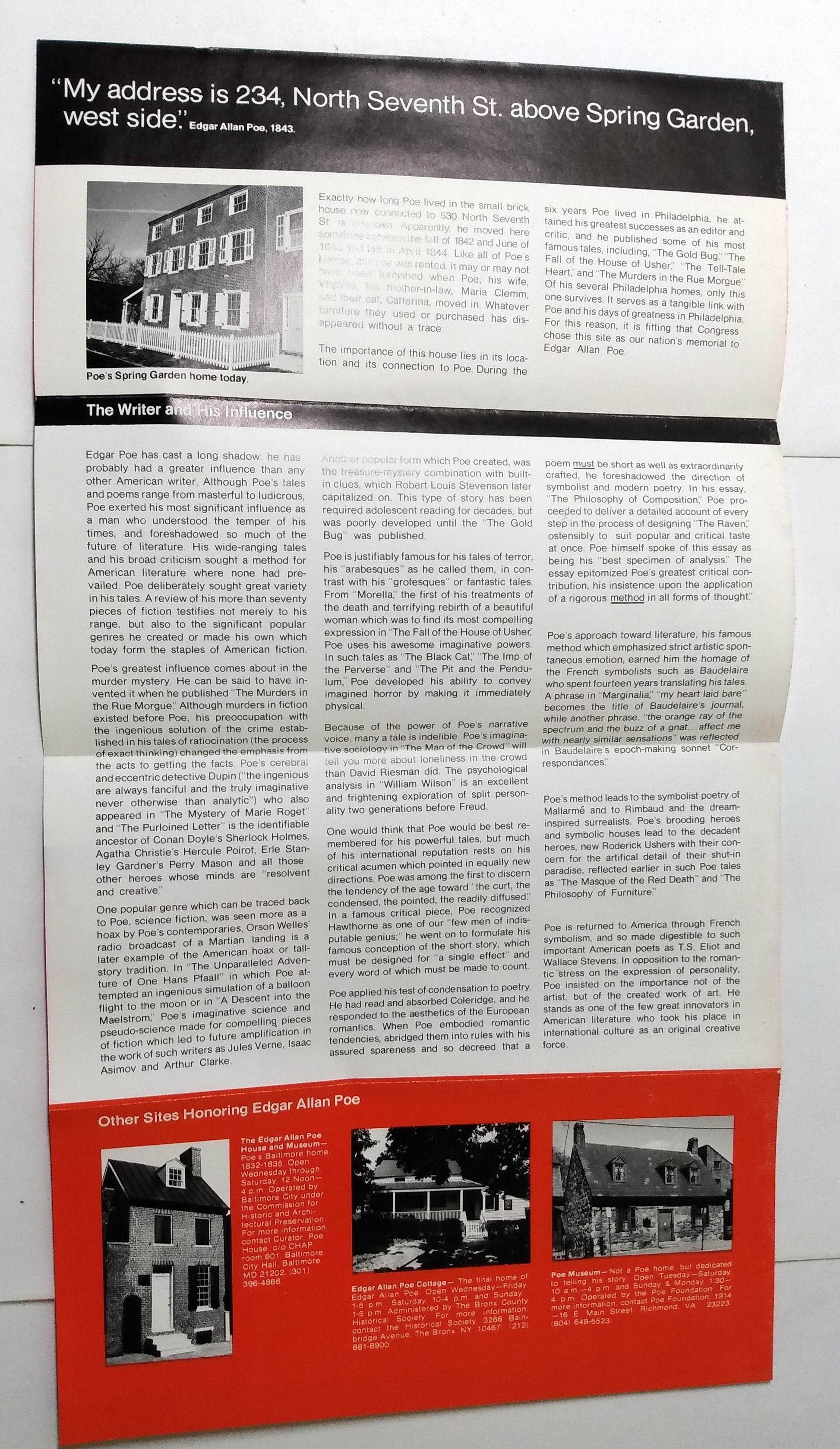 Edgar Allen Poe National Historic Site Philadelphia Pennsylvania 1980's - TulipStuff