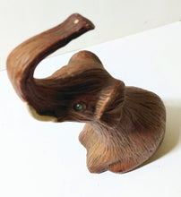 Load image into Gallery viewer, Vintage Elephant Trunk Up Green Eyed Figurine Hong Kong Early 1970&#39;s - TulipStuff
