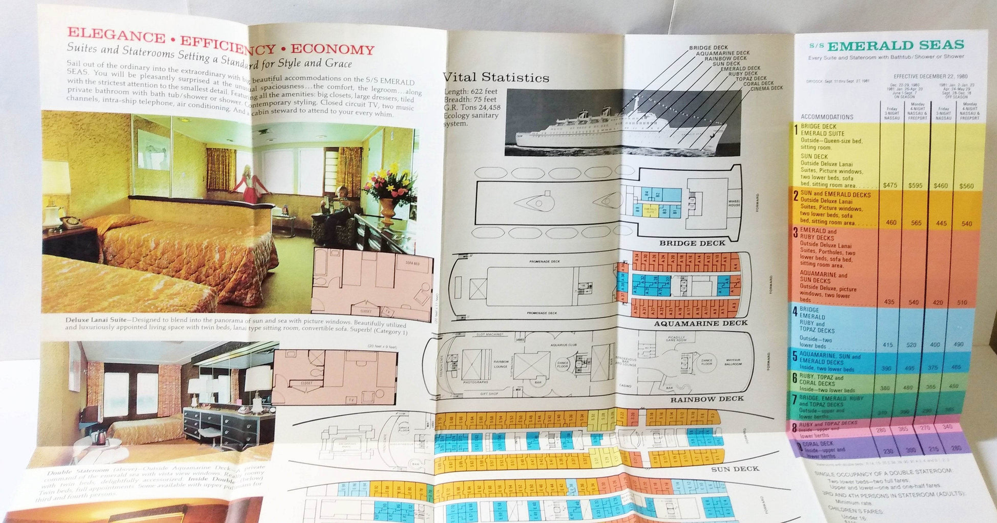 Eastern Cruise Lines ss Emerald Seas 1981 Bahamas Cruises Brochure - TulipStuff