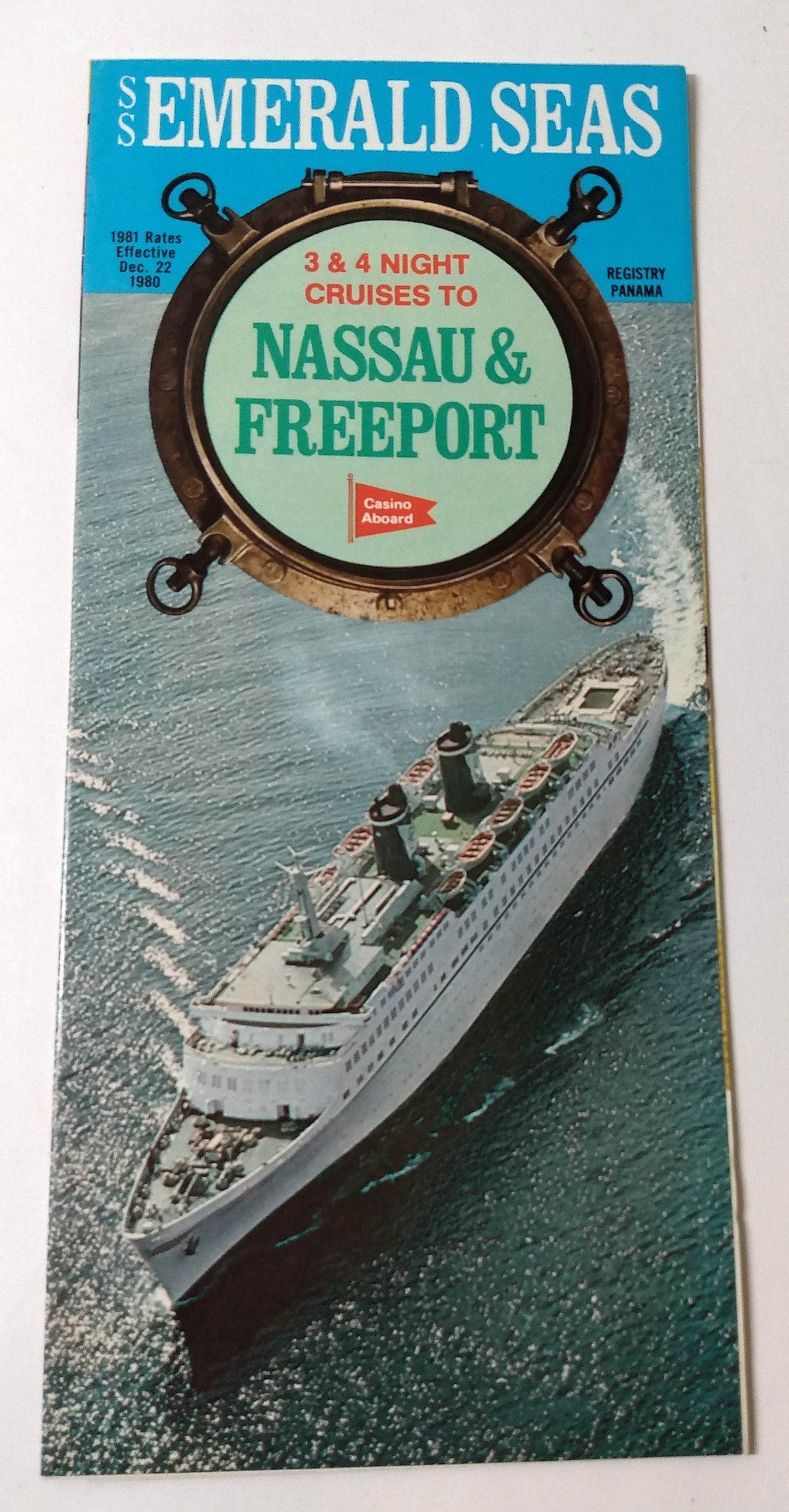 Eastern Cruise Lines ss Emerald Seas 1981 Bahamas Cruises Brochure - TulipStuff