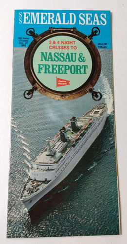 Eastern Cruise Lines ss Emerald Seas 1981 Bahamas Cruises Brochure - TulipStuff