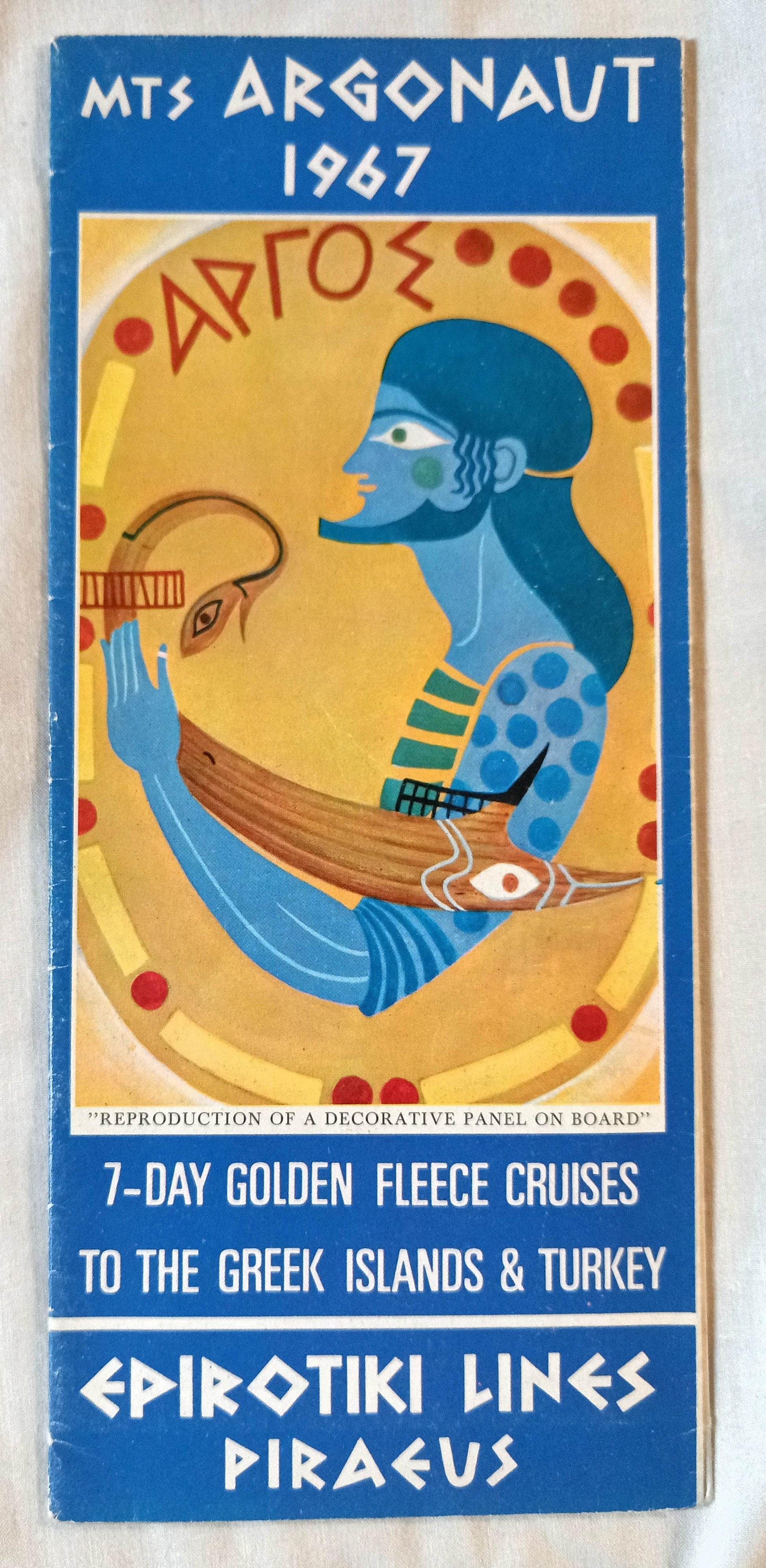 Epirotiki Lines mts Argonaut mts Jason 7-Day Golden Fleece Cruises 1967 - TulipStuff