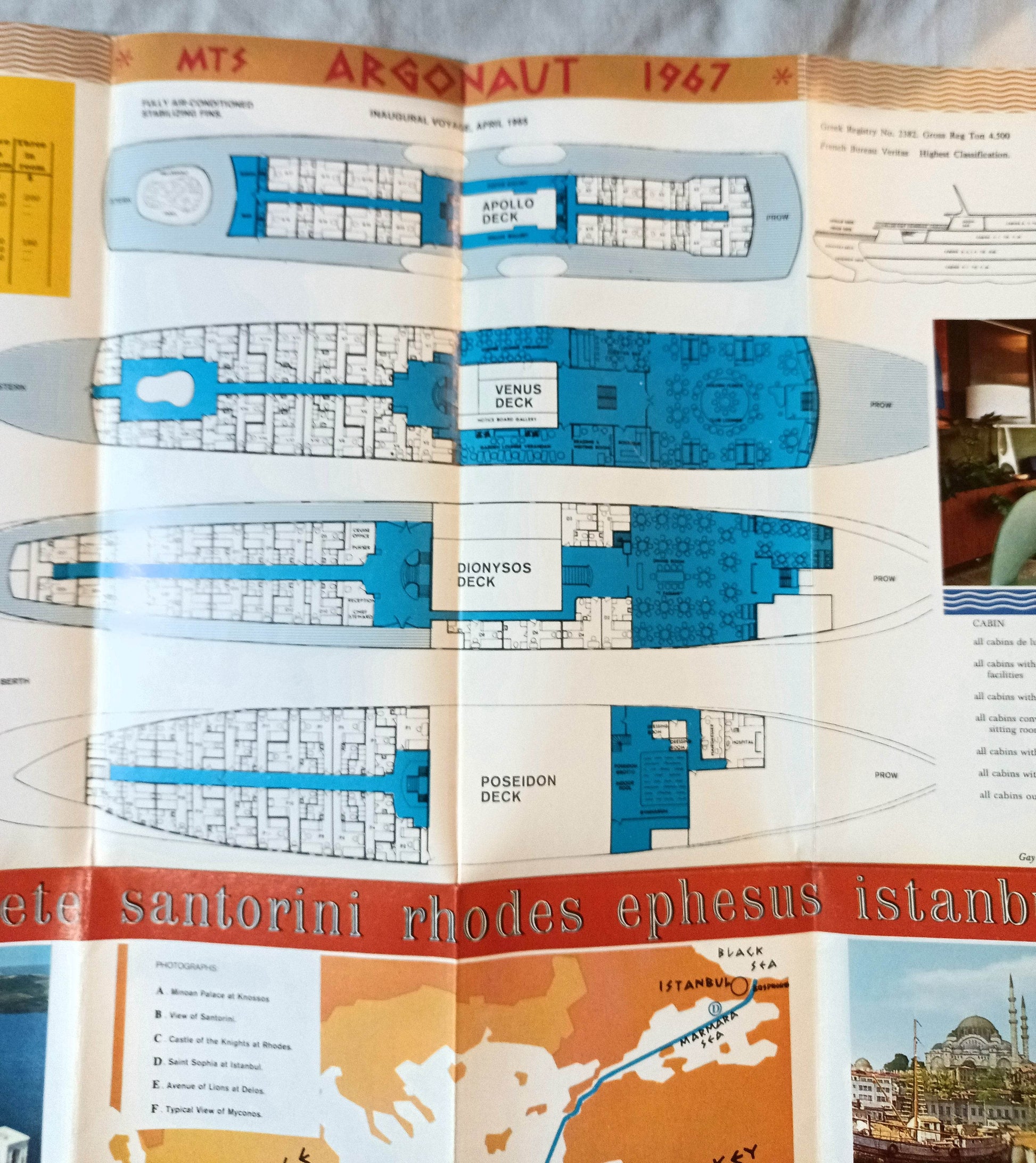 Epirotiki Lines mts Argonaut mts Jason 7-Day Golden Fleece Cruises 1967 - TulipStuff