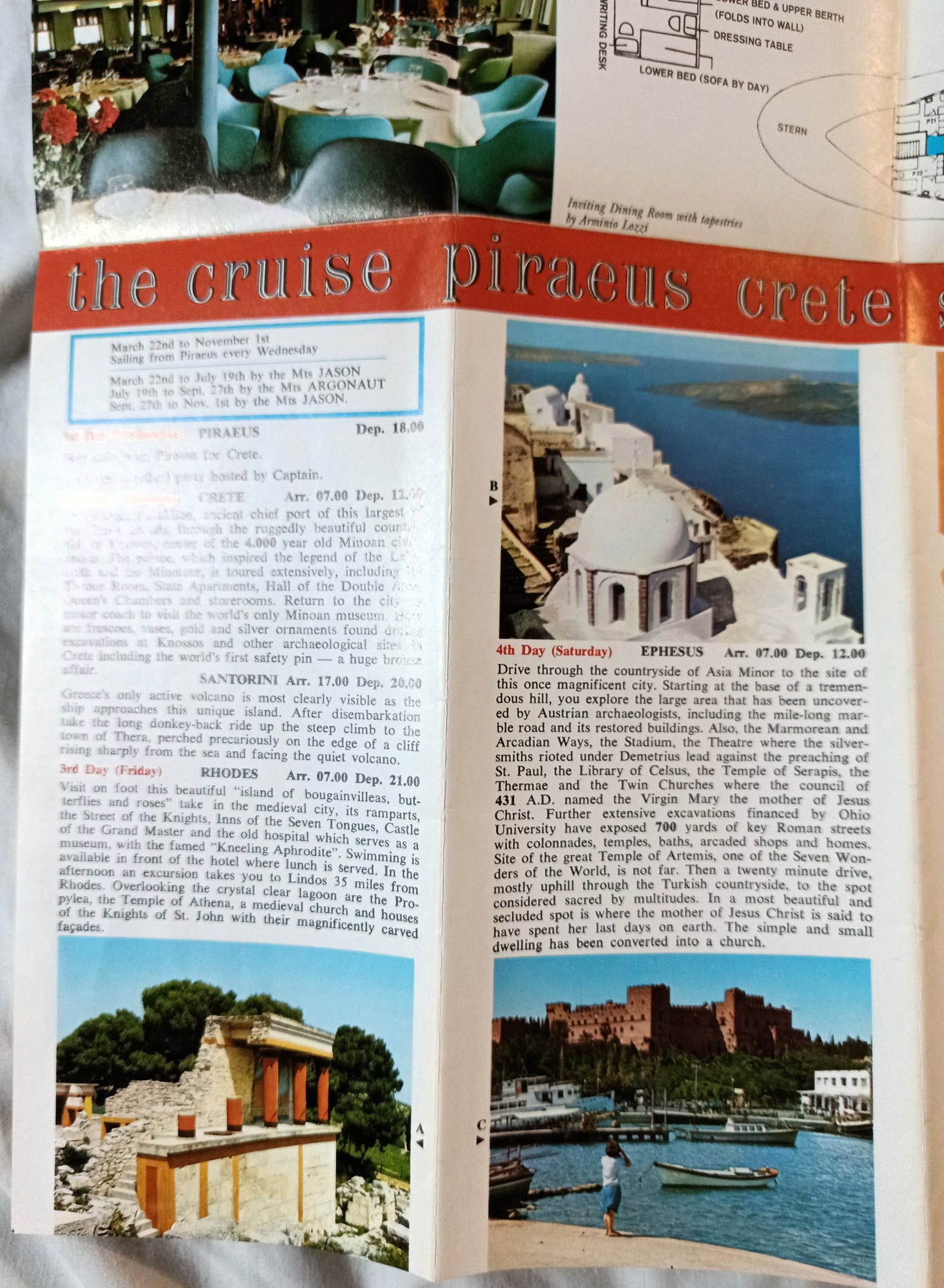 Epirotiki Lines mts Argonaut mts Jason 7-Day Golden Fleece Cruises 1967 - TulipStuff