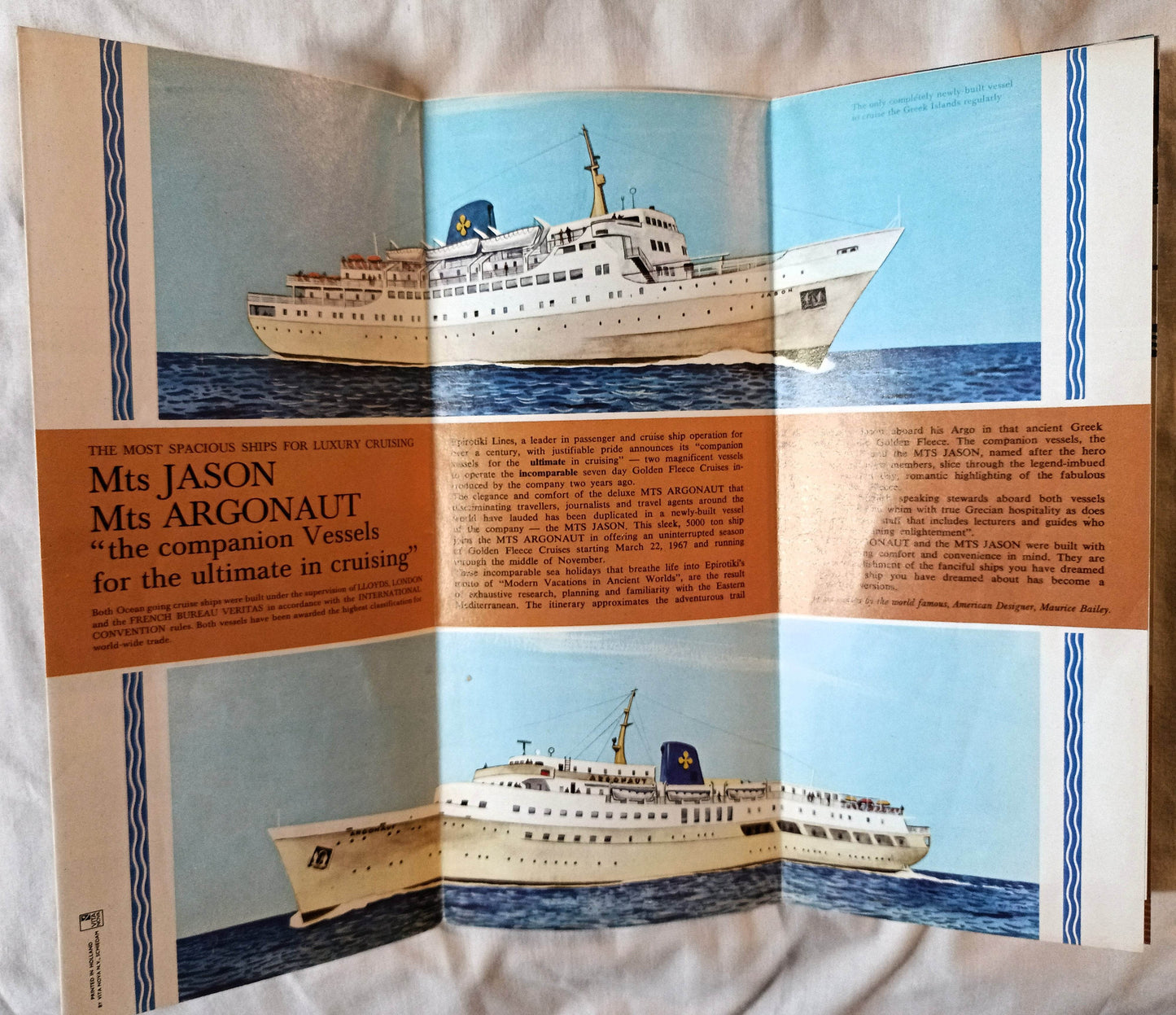 Epirotiki Lines mts Argonaut mts Jason 7-Day Golden Fleece Cruises 1967 - TulipStuff
