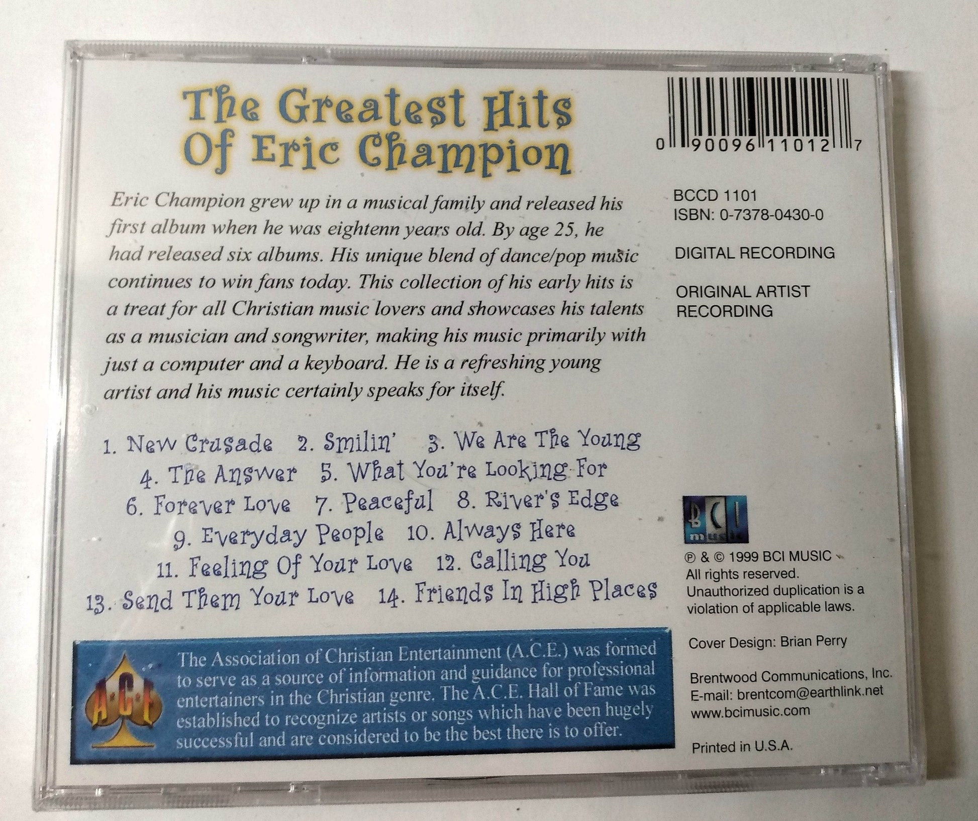 The Greatest Hits Of Eric Champion Christian Dance Pop Album CD 1999 - TulipStuff