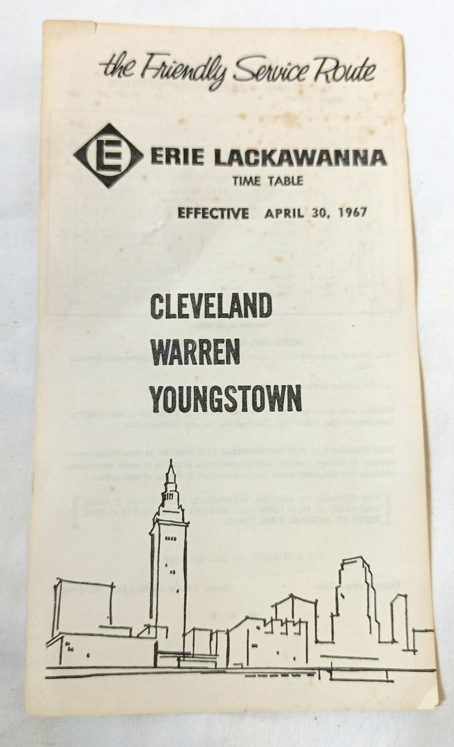 Erie Lackawanna Cleveland Warren Youngstown Train Schedule 1967 - TulipStuff