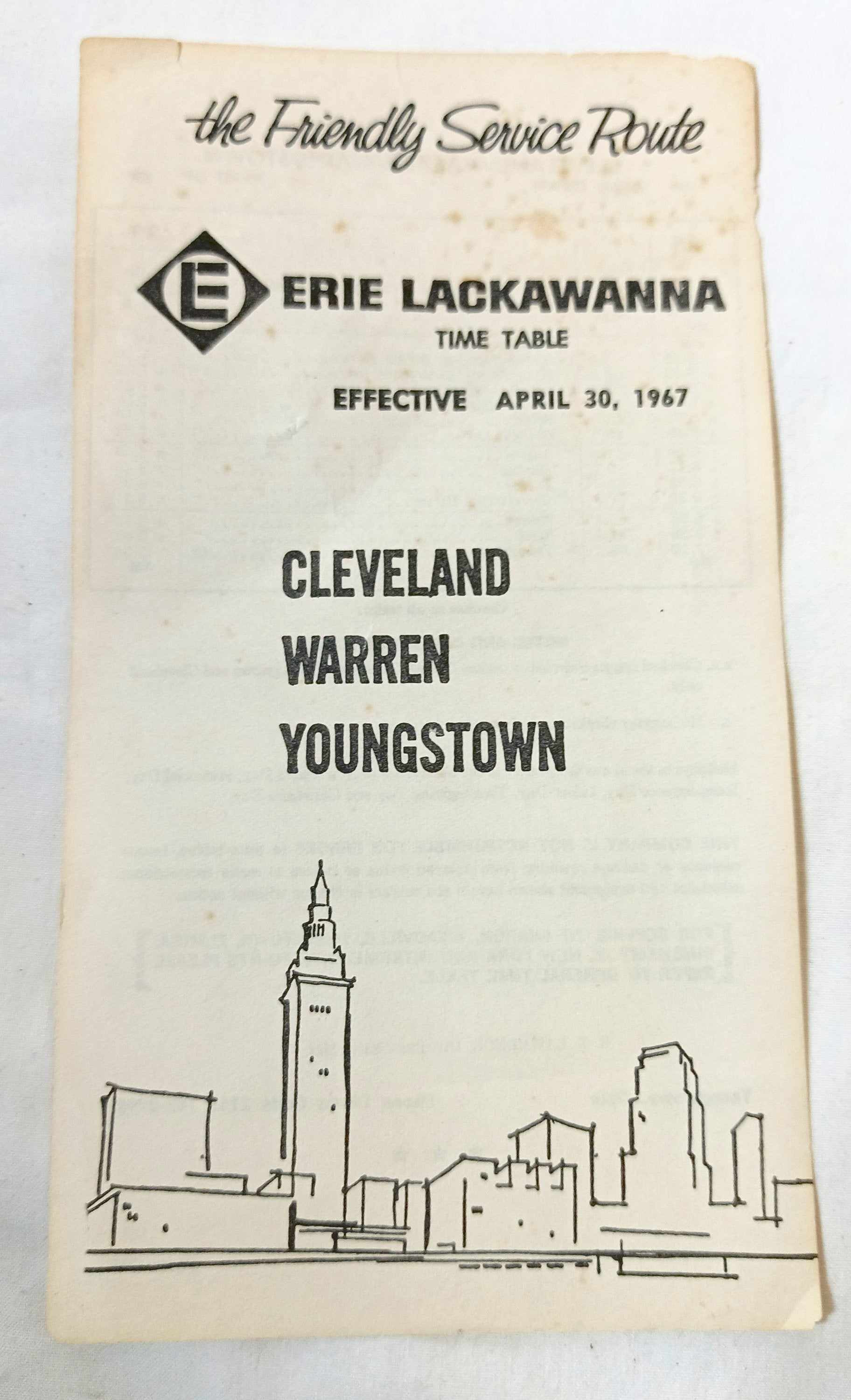 Erie Lackawanna Cleveland Warren Youngstown Train Schedule 1967 - TulipStuff