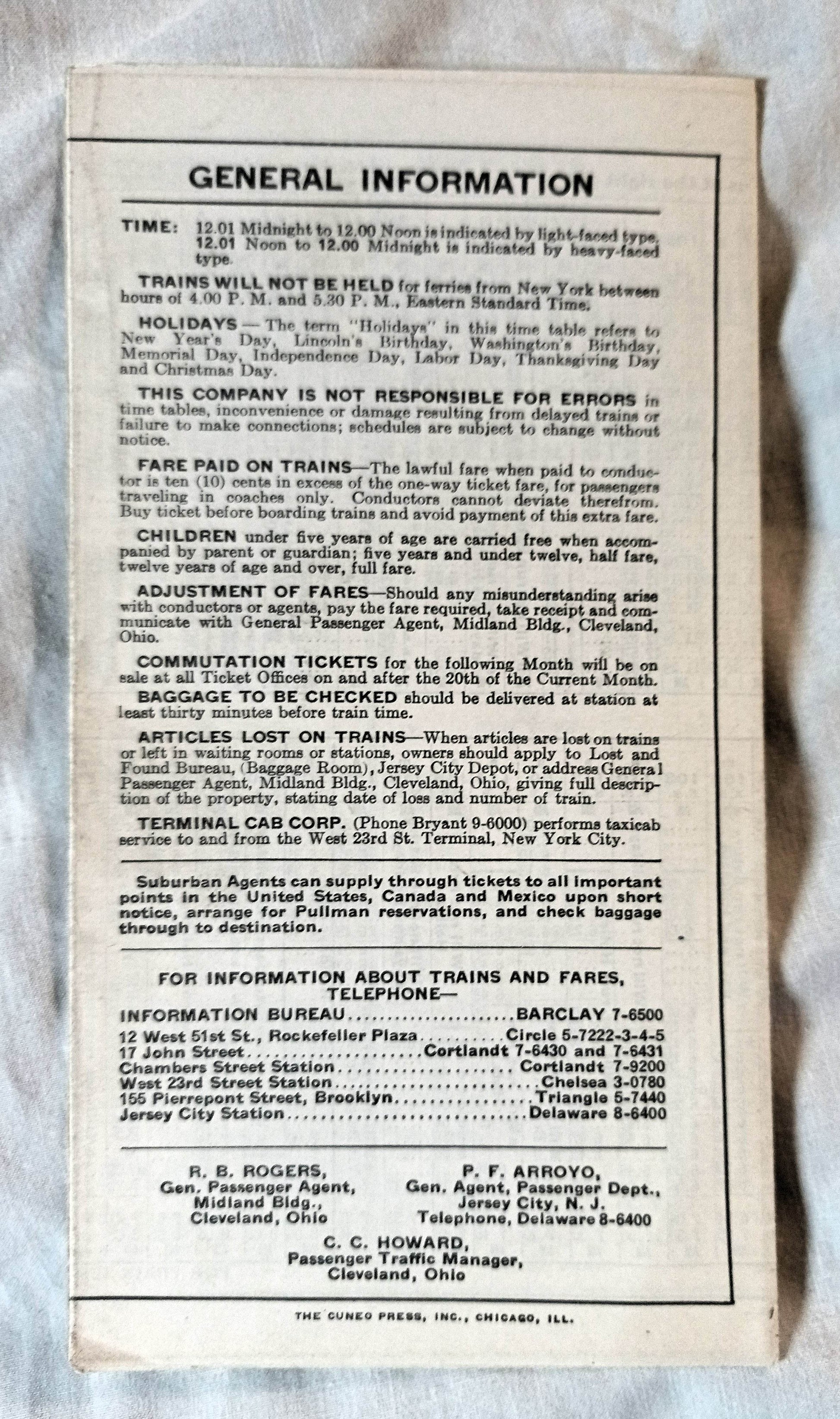 Erie Railroad 1938 Suburban Timetables Mainline Newark Bergen Co RR - TulipStuff
