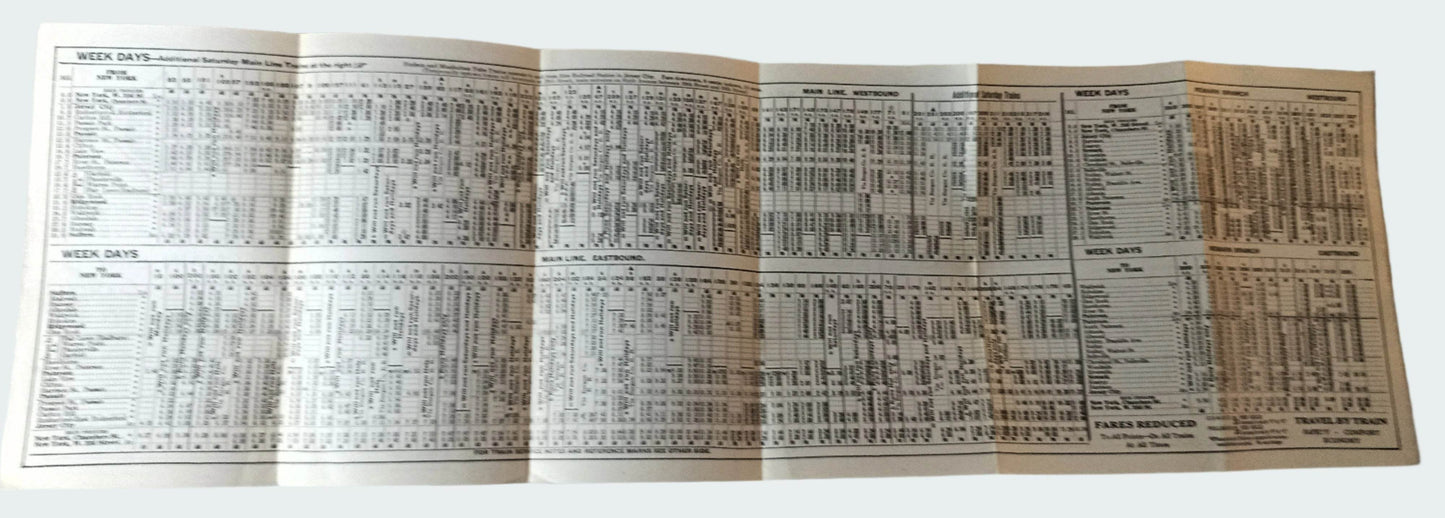 Erie Railroad 1938 Suburban Timetables Mainline Newark Bergen Co RR - TulipStuff