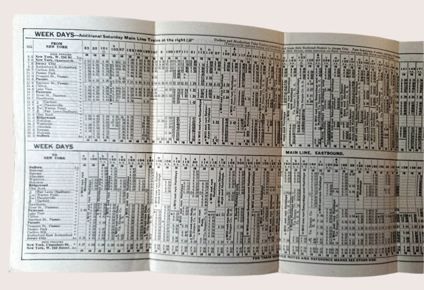 Erie Railroad 1938 Suburban Timetables Mainline Newark Bergen Co RR - TulipStuff