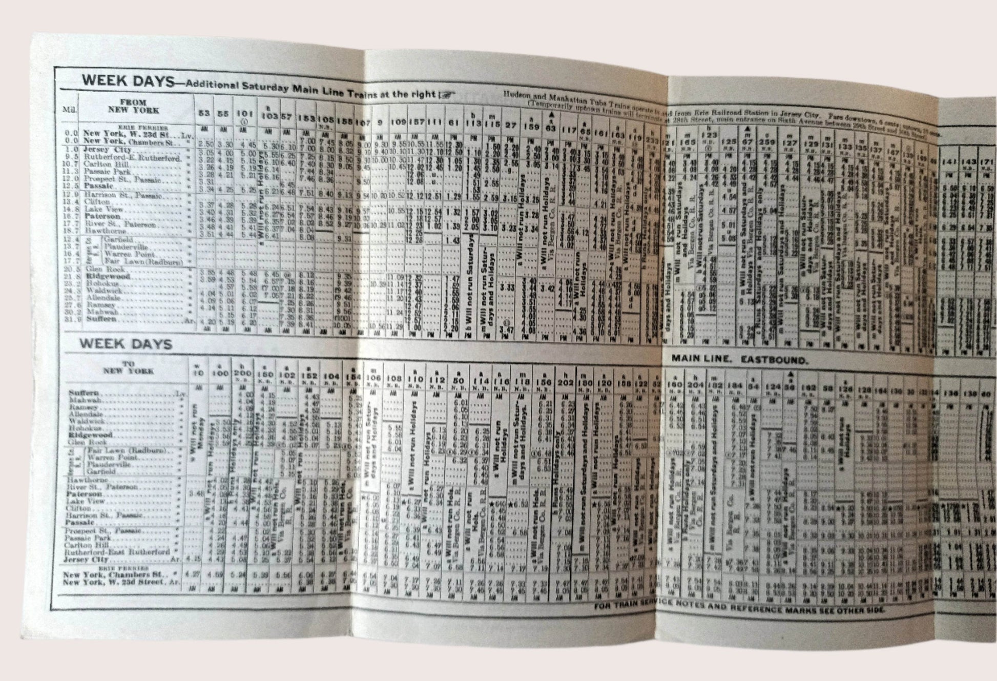 Erie Railroad 1938 Suburban Timetables Mainline Newark Bergen Co RR - TulipStuff