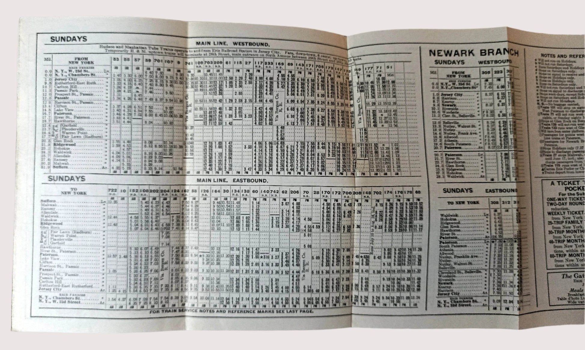 Erie Railroad 1938 Suburban Timetables Mainline Newark Bergen Co RR - TulipStuff