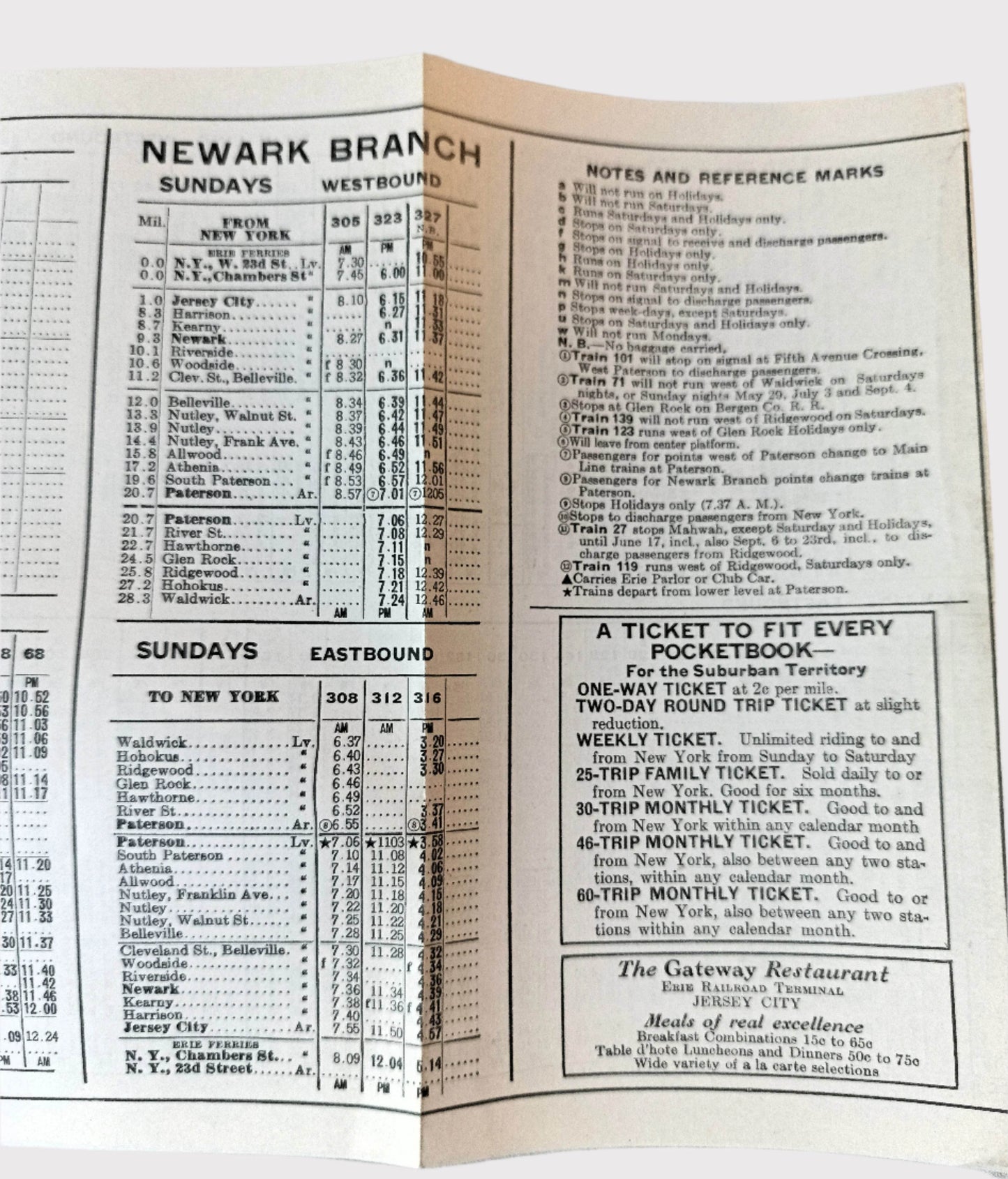 Erie Railroad 1938 Suburban Timetables Mainline Newark Bergen Co RR - TulipStuff