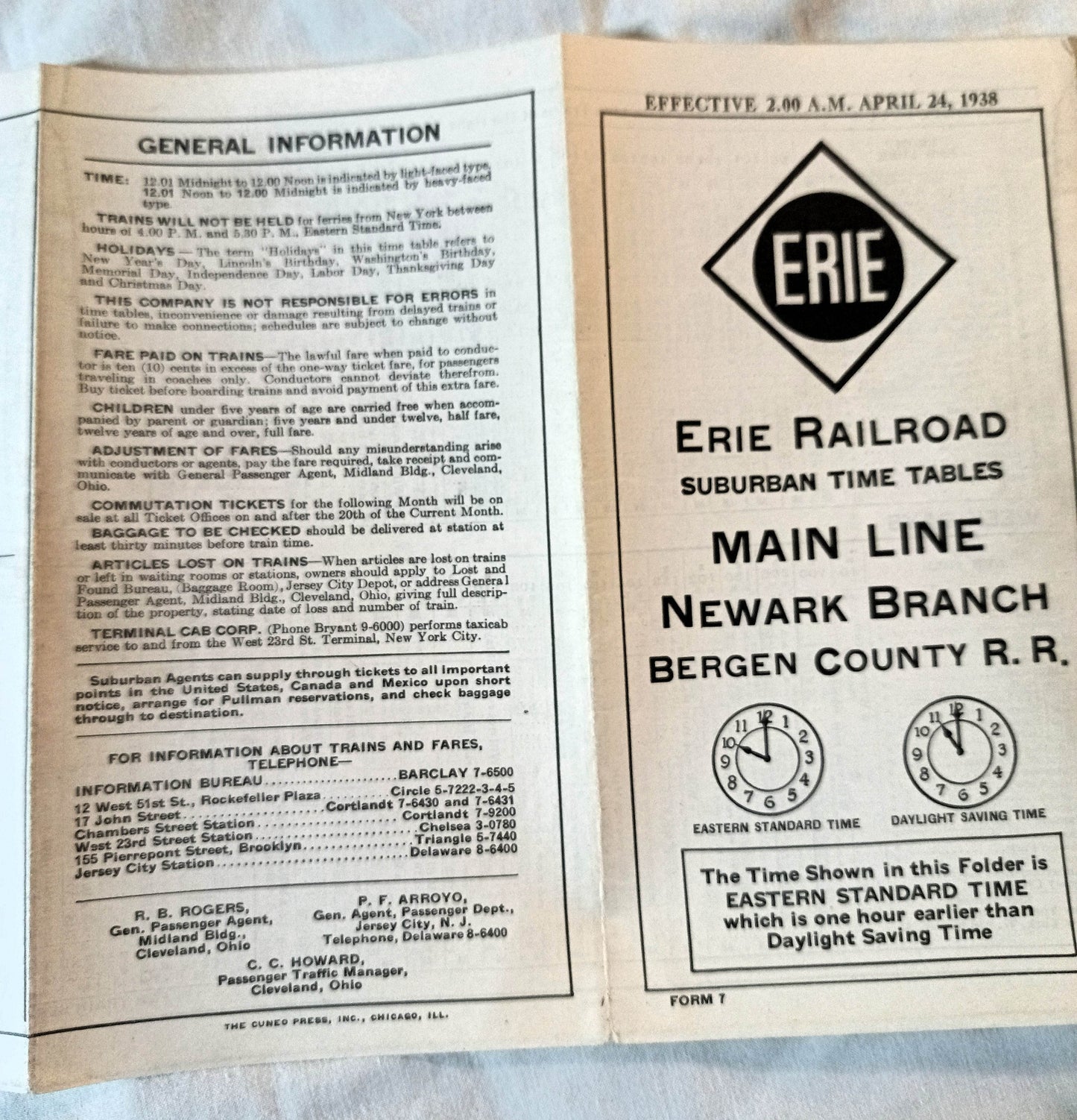 Erie Railroad 1938 Suburban Timetables Mainline Newark Bergen Co RR - TulipStuff
