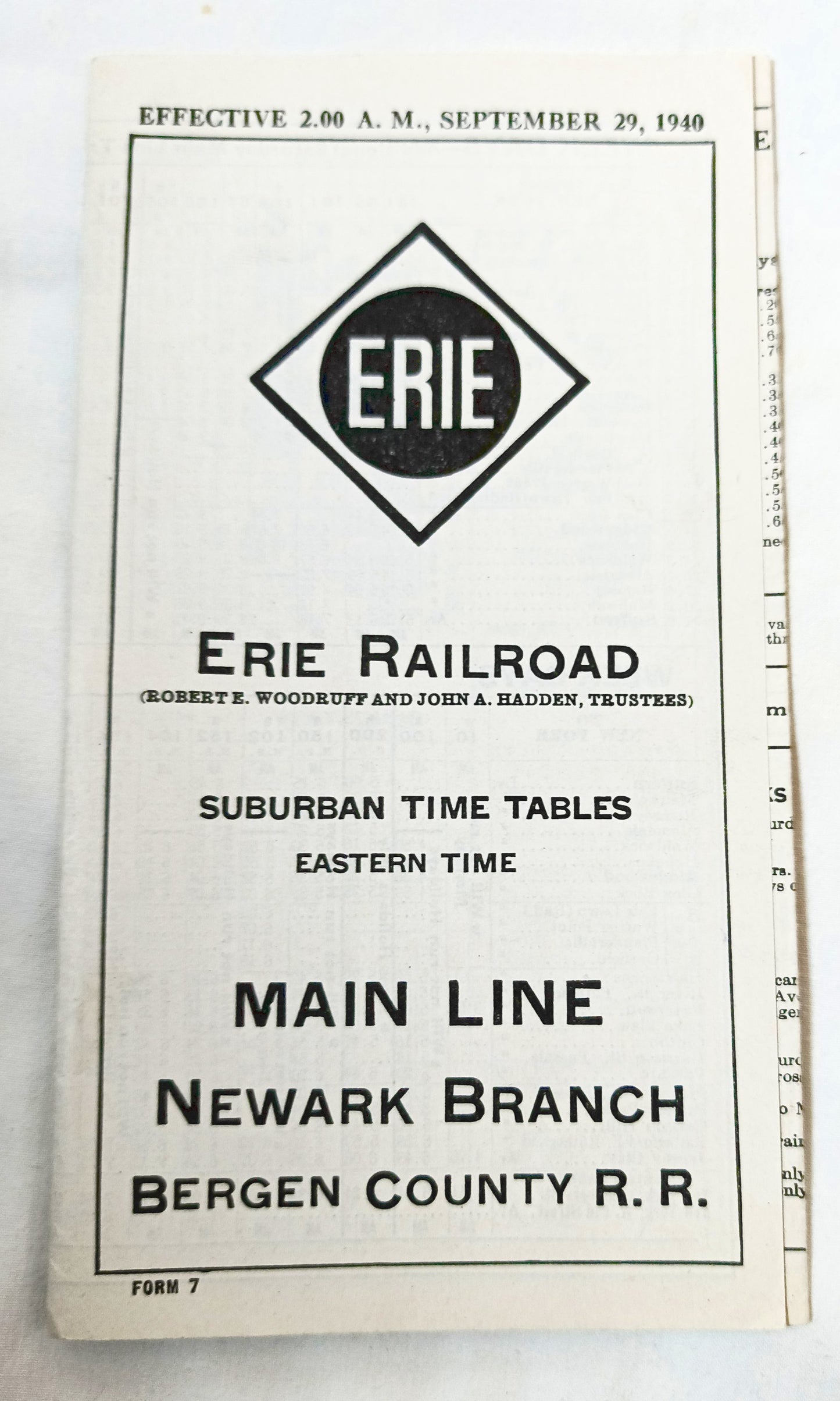 Erie Railroad 1940 Suburban Timetables Mainline Newark Branch Bergen - TulipStuff