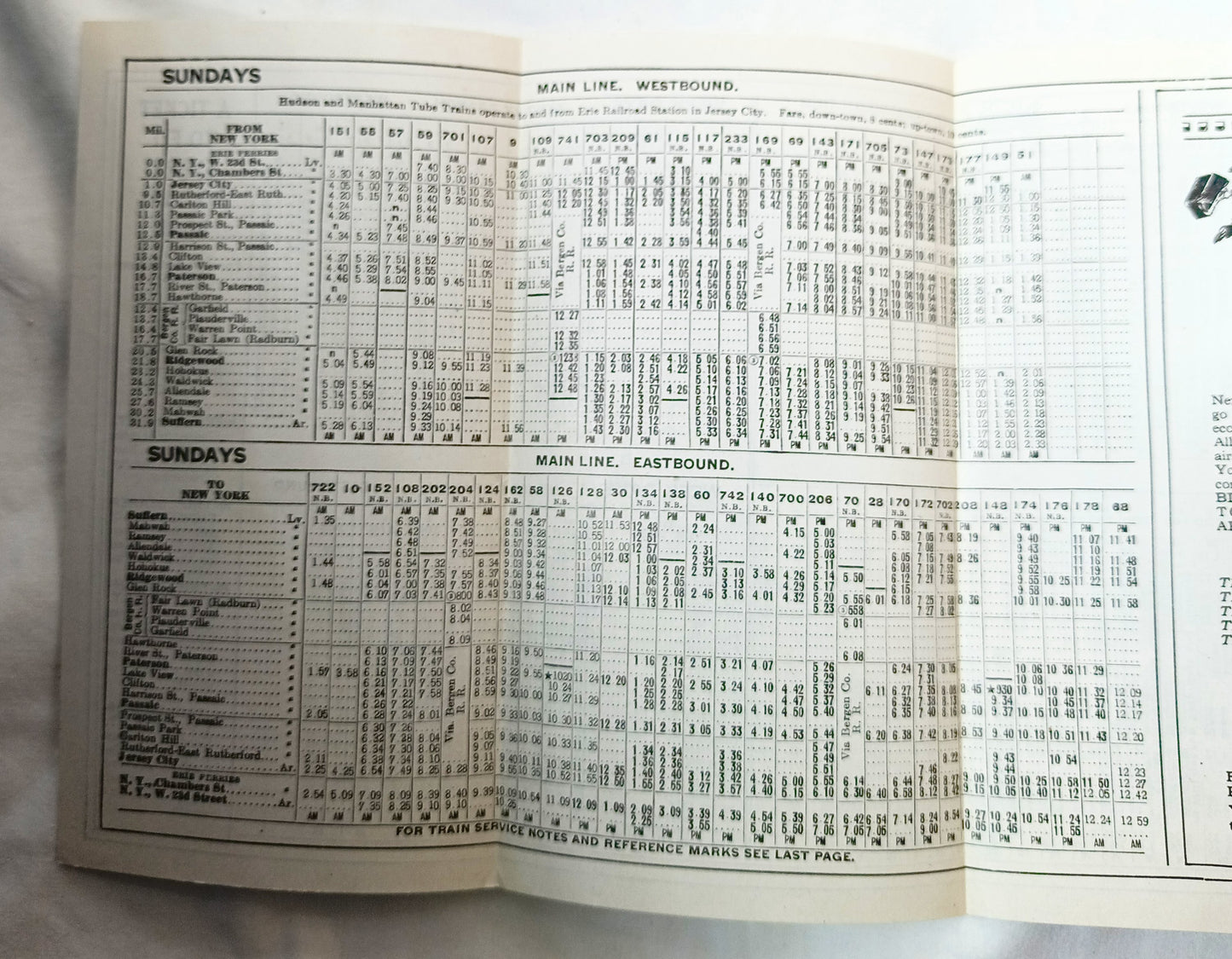 Erie Railroad 1940 Suburban Timetables Mainline Newark Branch Bergen - TulipStuff